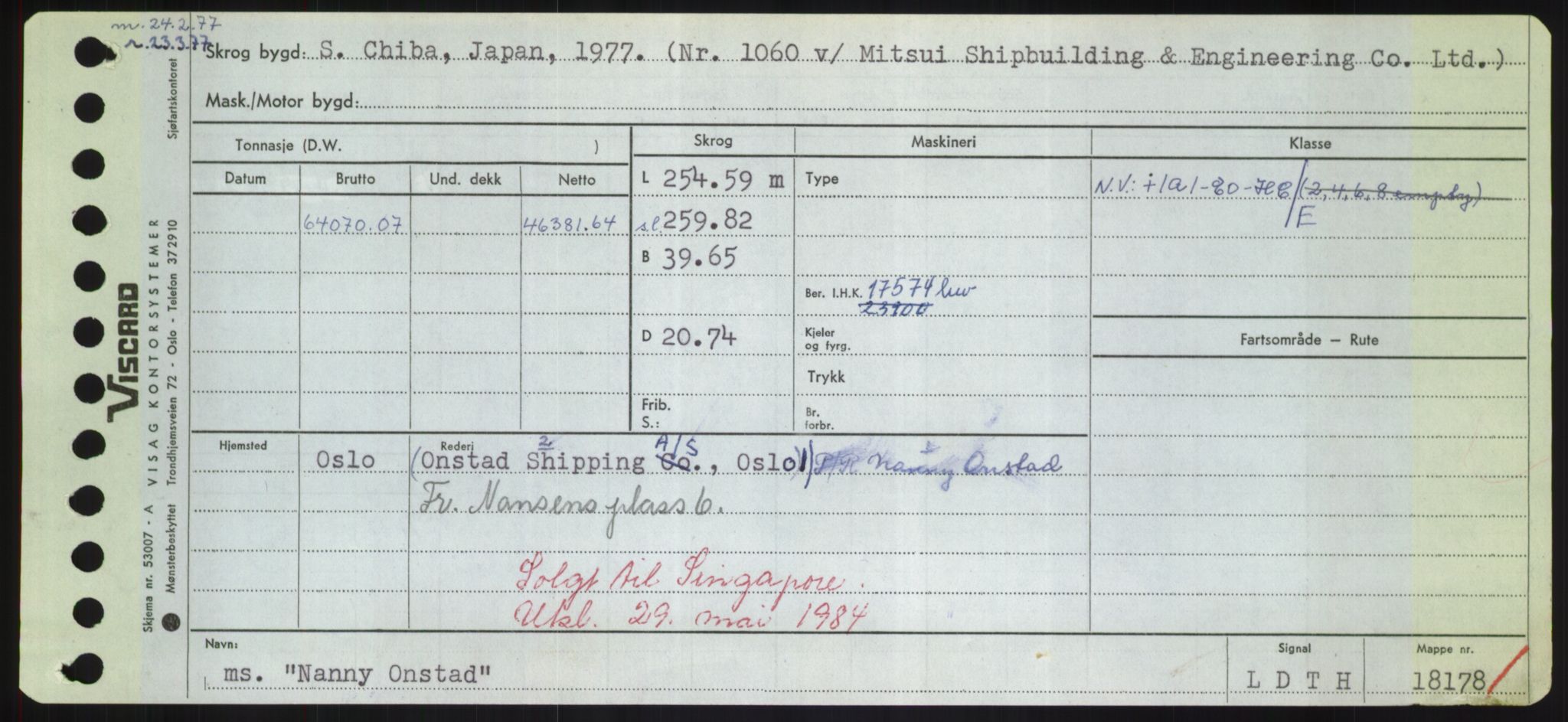 Sjøfartsdirektoratet med forløpere, Skipsmålingen, RA/S-1627/H/Hd/L0026: Fartøy, N-Norhol, p. 43