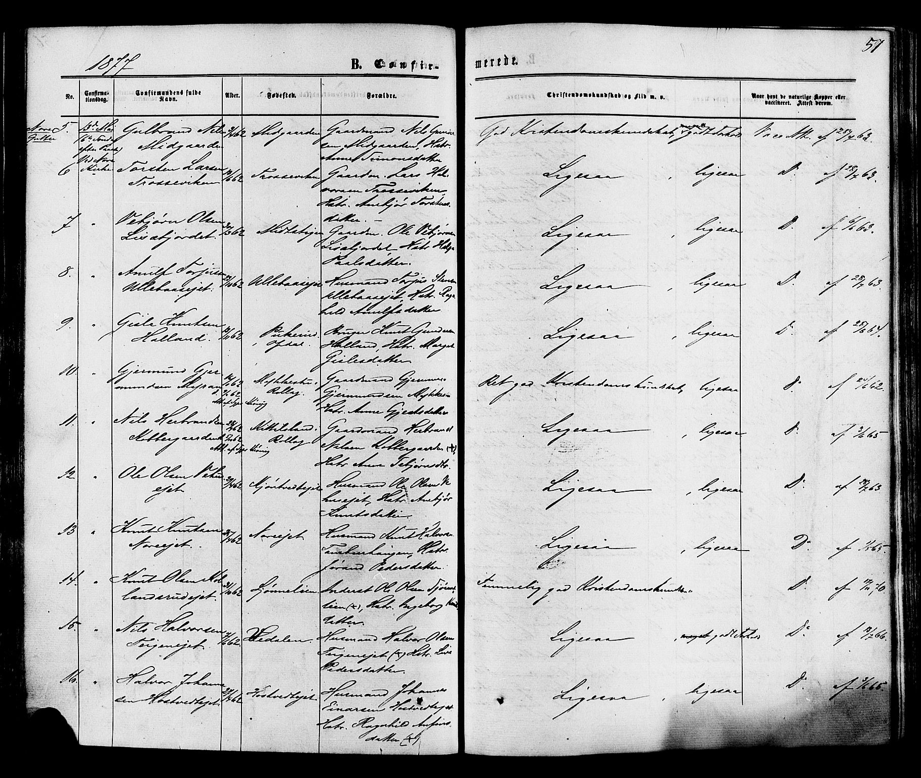 Nore kirkebøker, AV/SAKO-A-238/F/Fa/L0004: Parish register (official) no. I 4, 1867-1877, p. 57