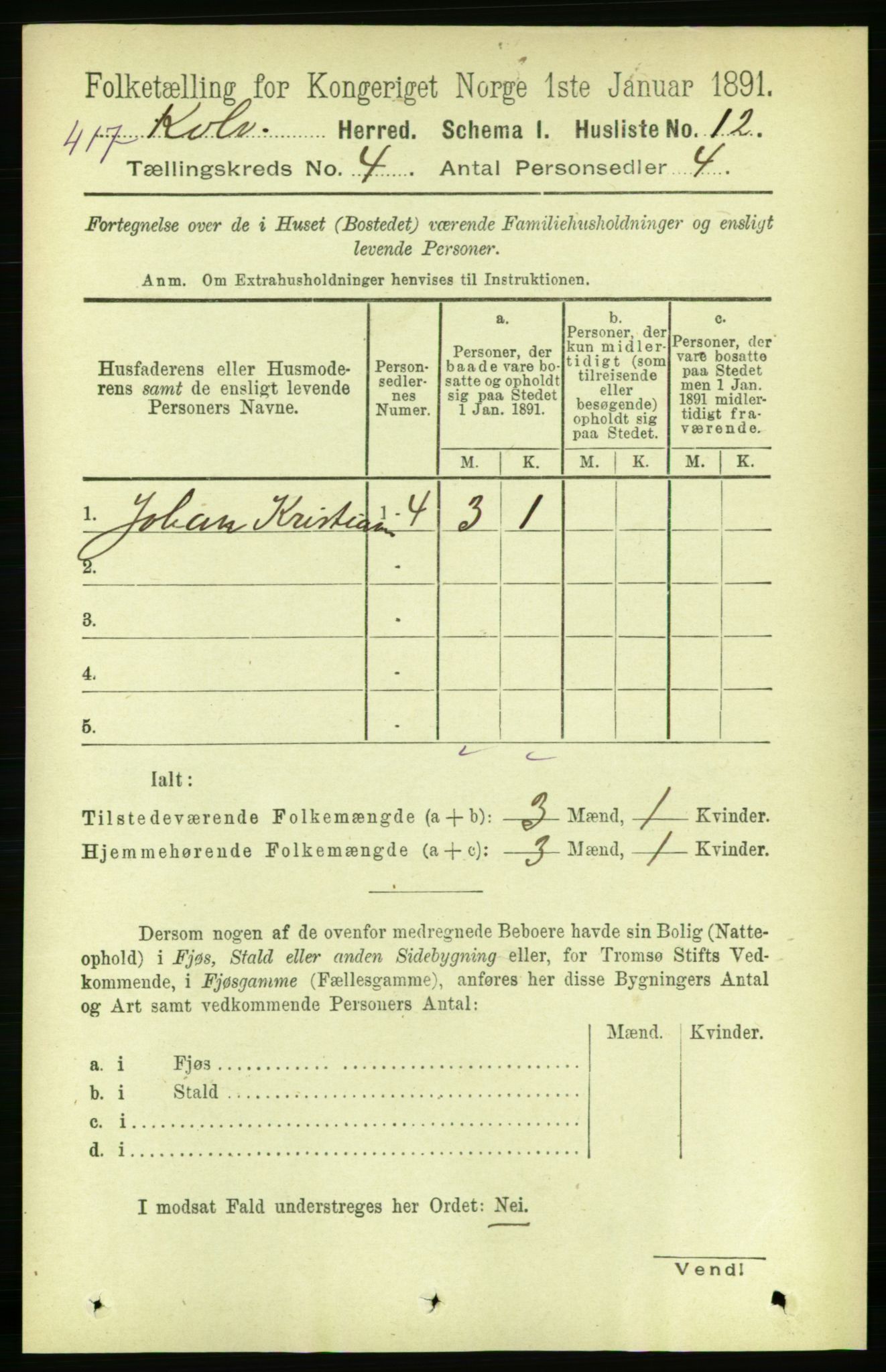 RA, 1891 census for 1752 Kolvereid, 1891, p. 1373