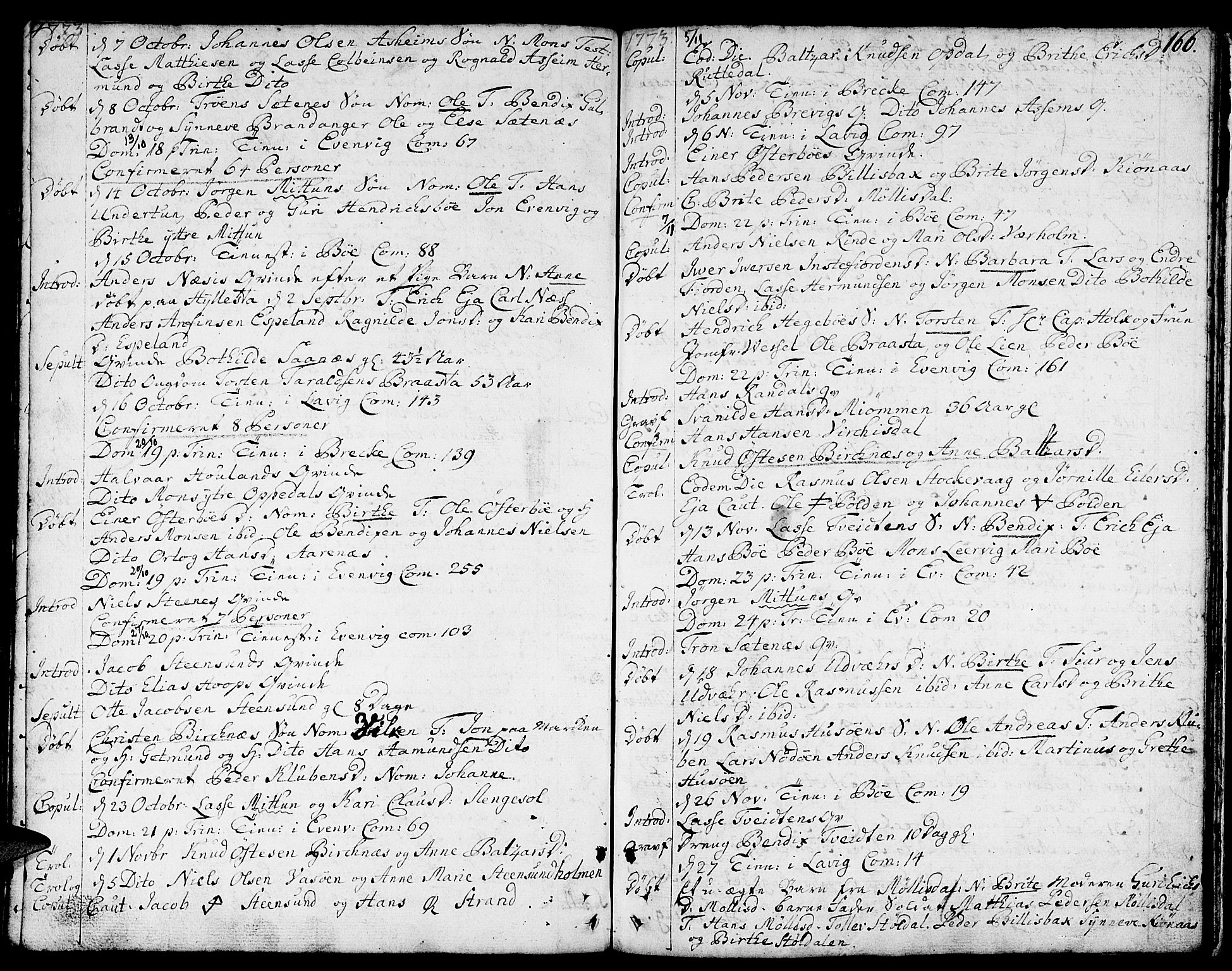 Gulen sokneprestembete, SAB/A-80201/H/Haa/Haaa/L0012: Parish register (official) no. A 12, 1749-1776, p. 166