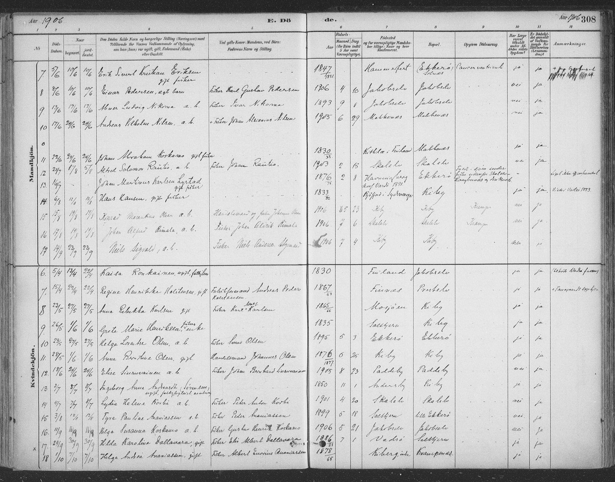 Vadsø sokneprestkontor, SATØ/S-1325/H/Ha/L0009kirke: Parish register (official) no. 9, 1881-1917, p. 308