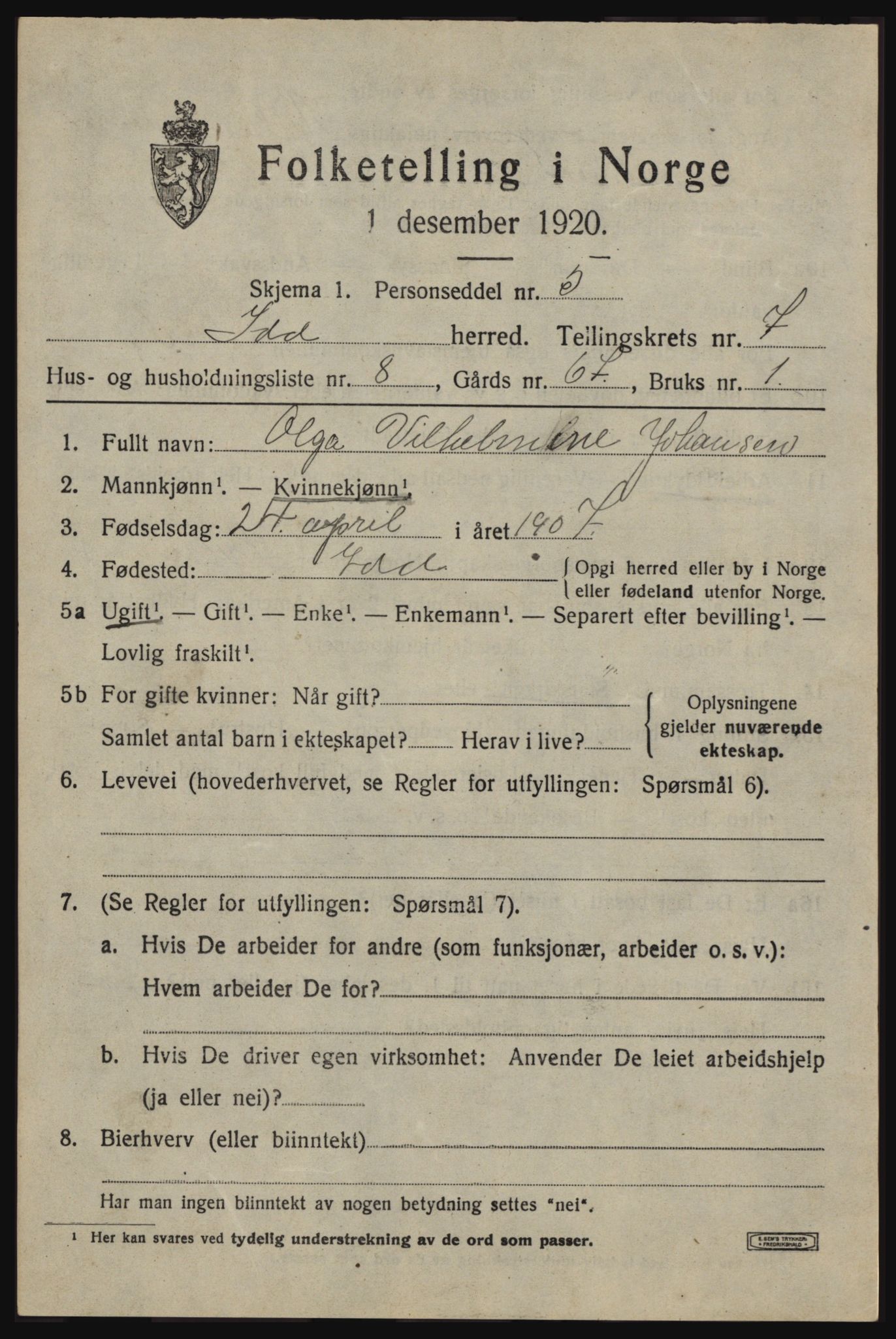 SAO, 1920 census for Idd, 1920, p. 8721