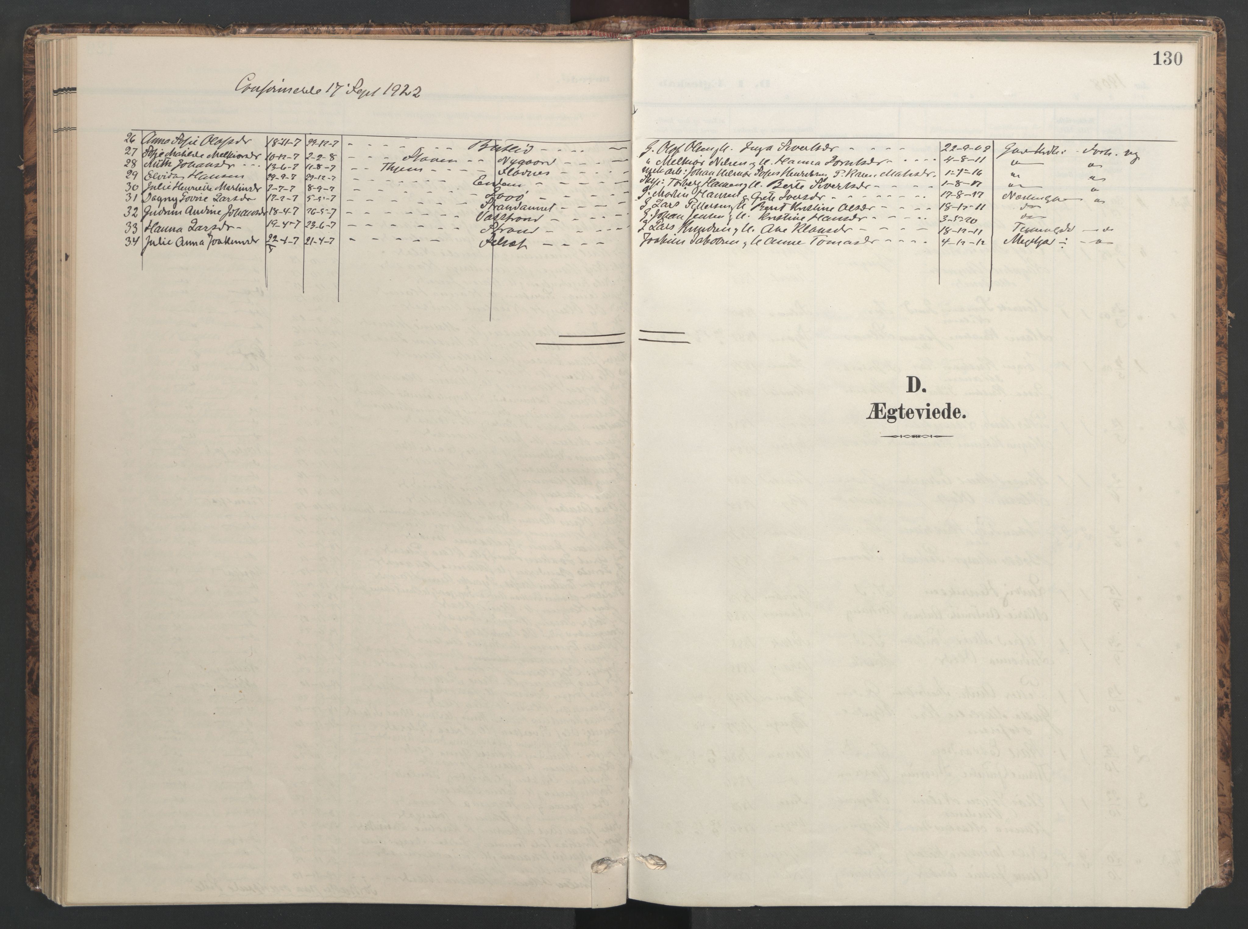 Ministerialprotokoller, klokkerbøker og fødselsregistre - Sør-Trøndelag, SAT/A-1456/655/L0682: Parish register (official) no. 655A11, 1908-1922, p. 130