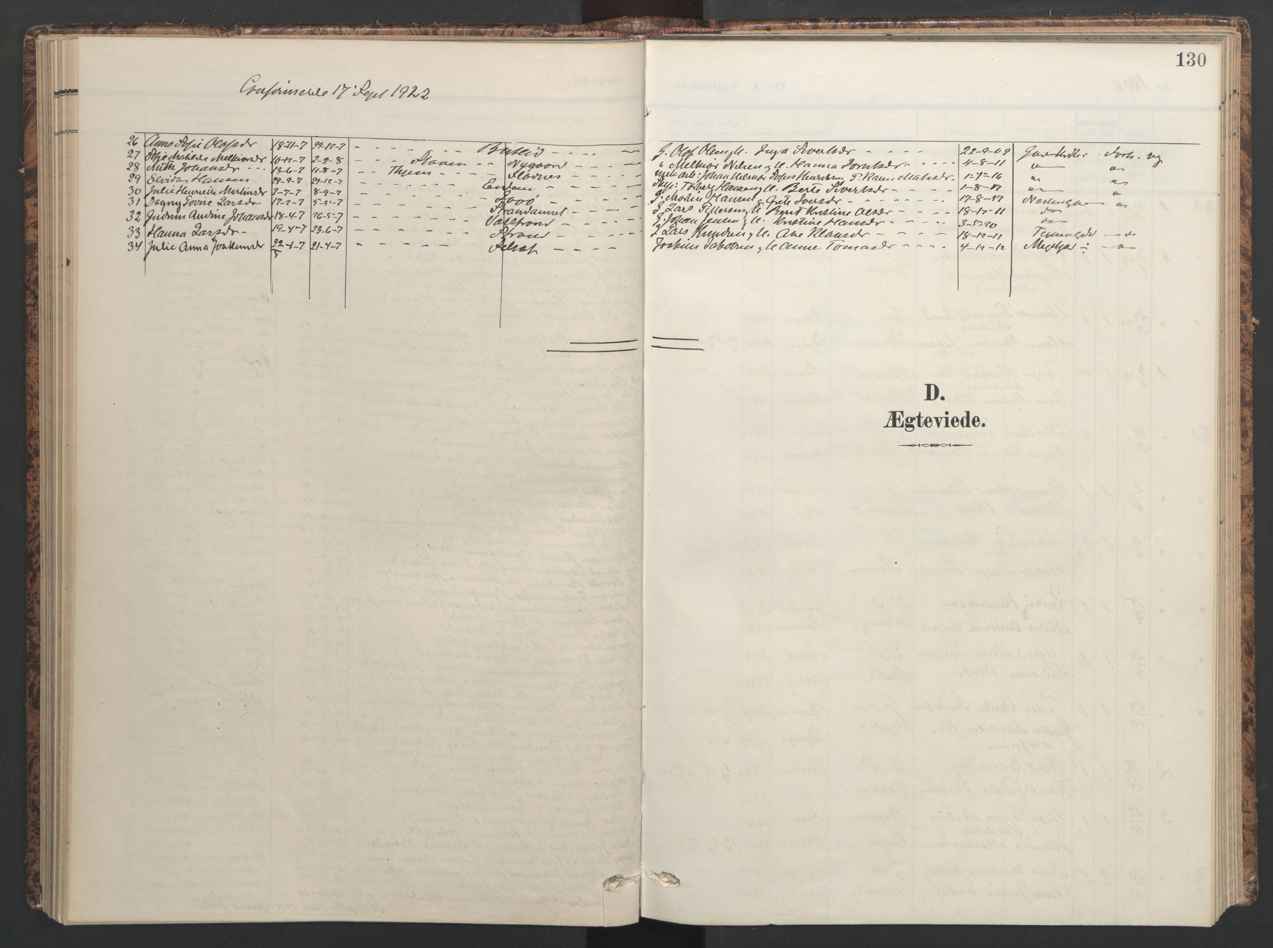 Ministerialprotokoller, klokkerbøker og fødselsregistre - Sør-Trøndelag, AV/SAT-A-1456/655/L0682: Parish register (official) no. 655A11, 1908-1922, p. 130