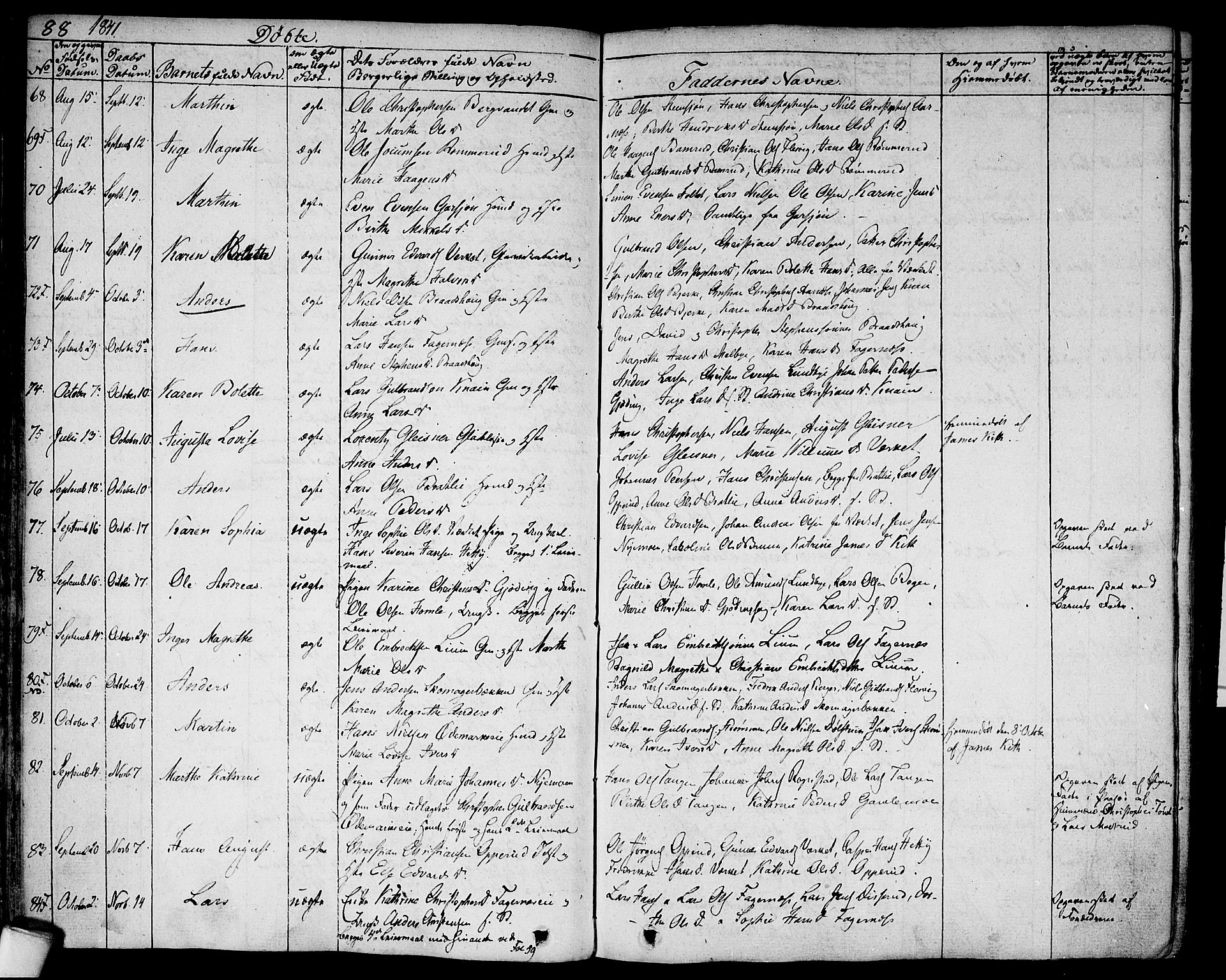 Hurdal prestekontor Kirkebøker, SAO/A-10889/F/Fa/L0004: Parish register (official) no. I 4, 1828-1845, p. 88