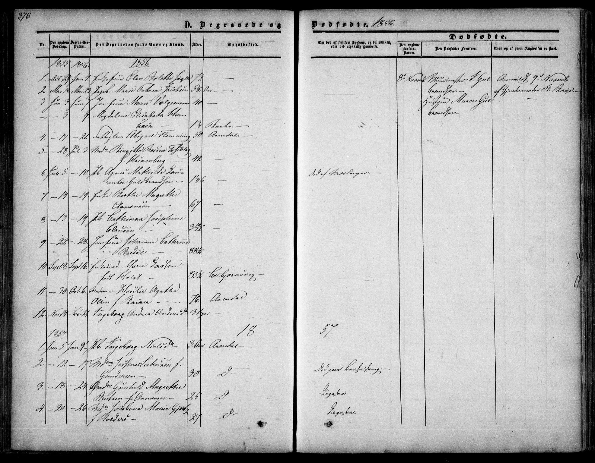 Arendal sokneprestkontor, Trefoldighet, SAK/1111-0040/F/Fa/L0006: Parish register (official) no. A 6, 1855-1868, p. 376