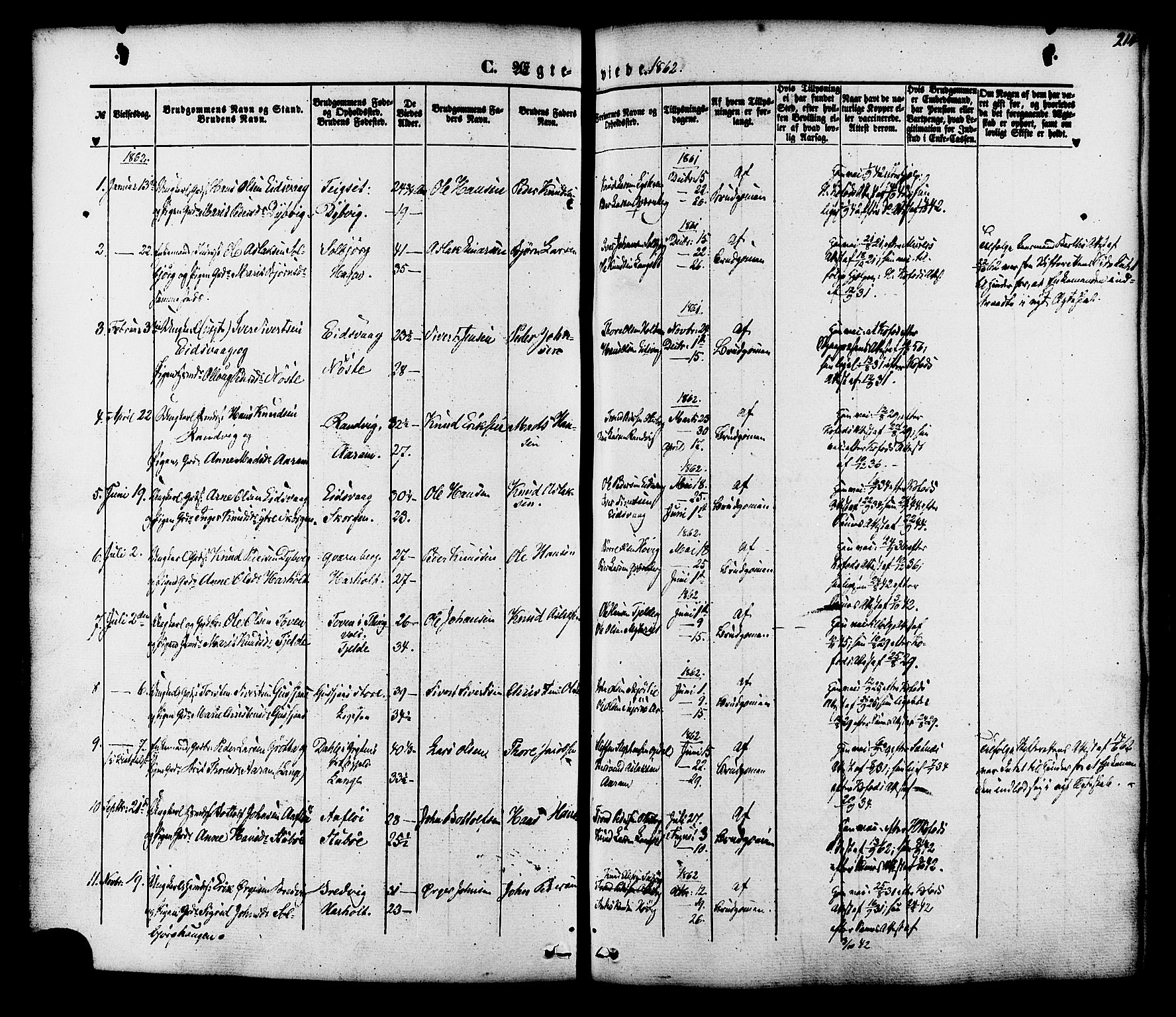 Ministerialprotokoller, klokkerbøker og fødselsregistre - Møre og Romsdal, AV/SAT-A-1454/551/L0625: Parish register (official) no. 551A05, 1846-1879, p. 214