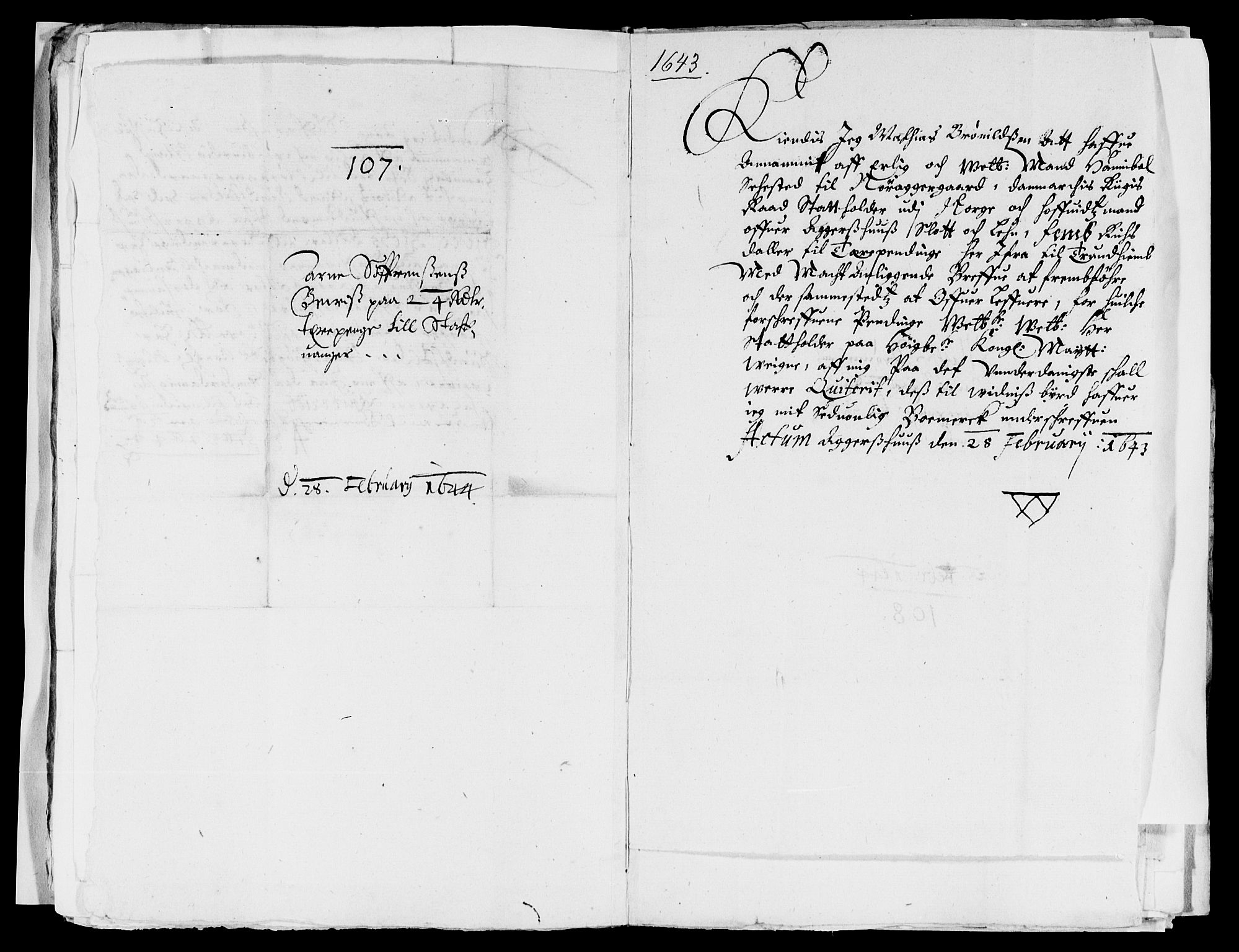 Rentekammeret inntil 1814, Reviderte regnskaper, Lensregnskaper, AV/RA-EA-5023/R/Rb/Rba/L0171: Akershus len, 1643-1644