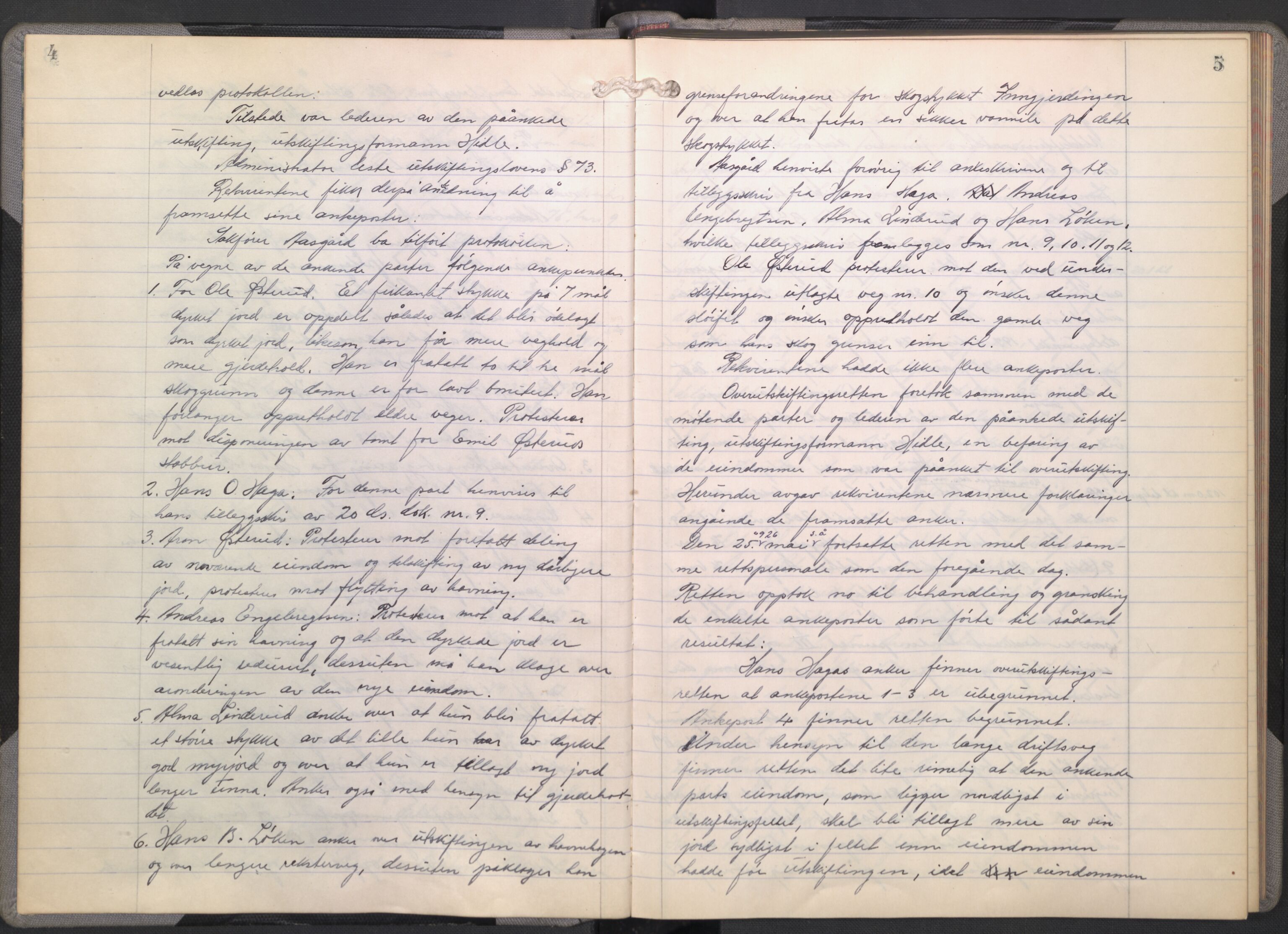 Eidsivating jordskifteoverrett, AV/SAO-A-10121a/A/L0001: Jordskifteoverrettsbok, 1948-1974, p. 4-5