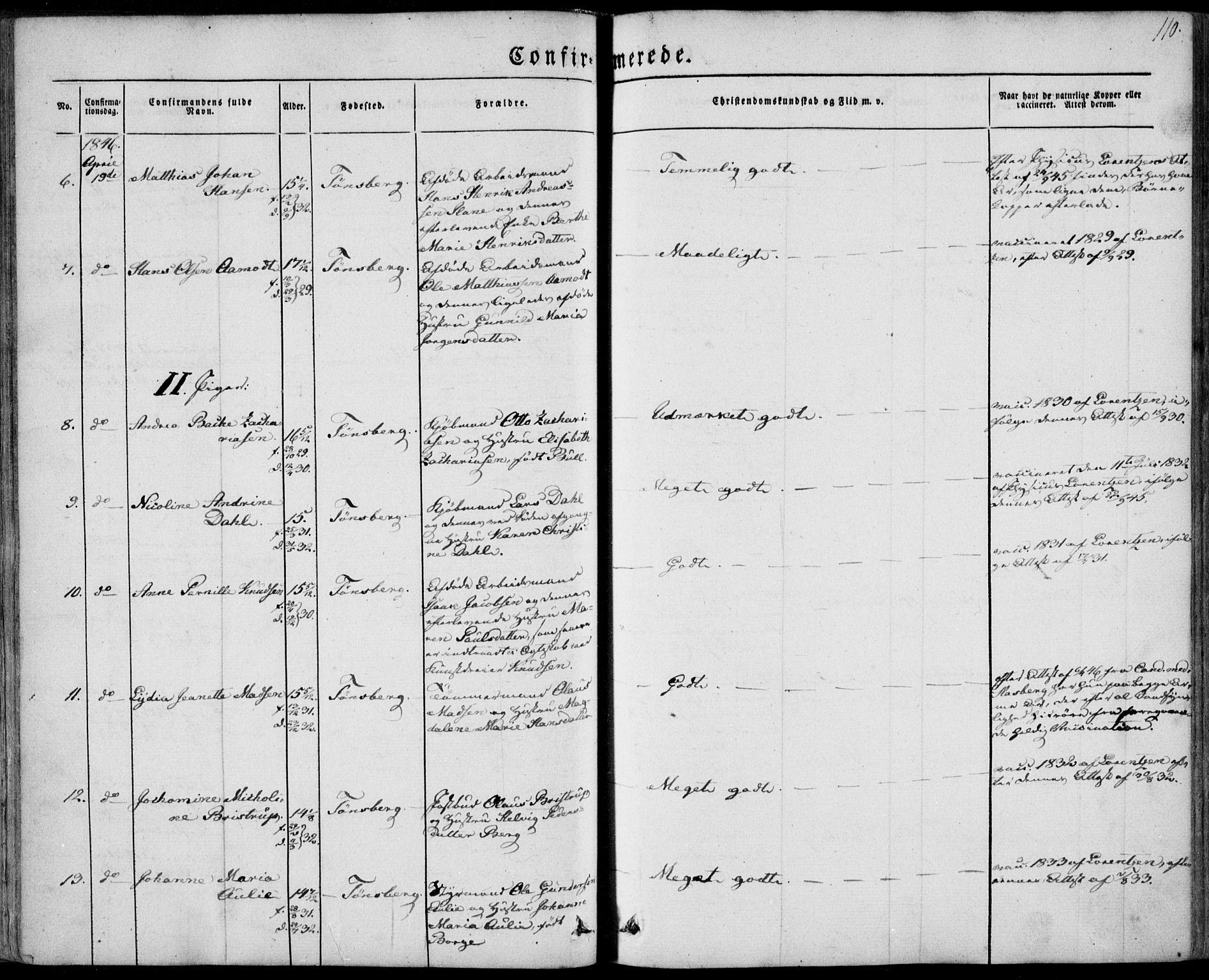 Tønsberg kirkebøker, SAKO/A-330/F/Fa/L0007: Parish register (official) no. I 7, 1845-1854, p. 110