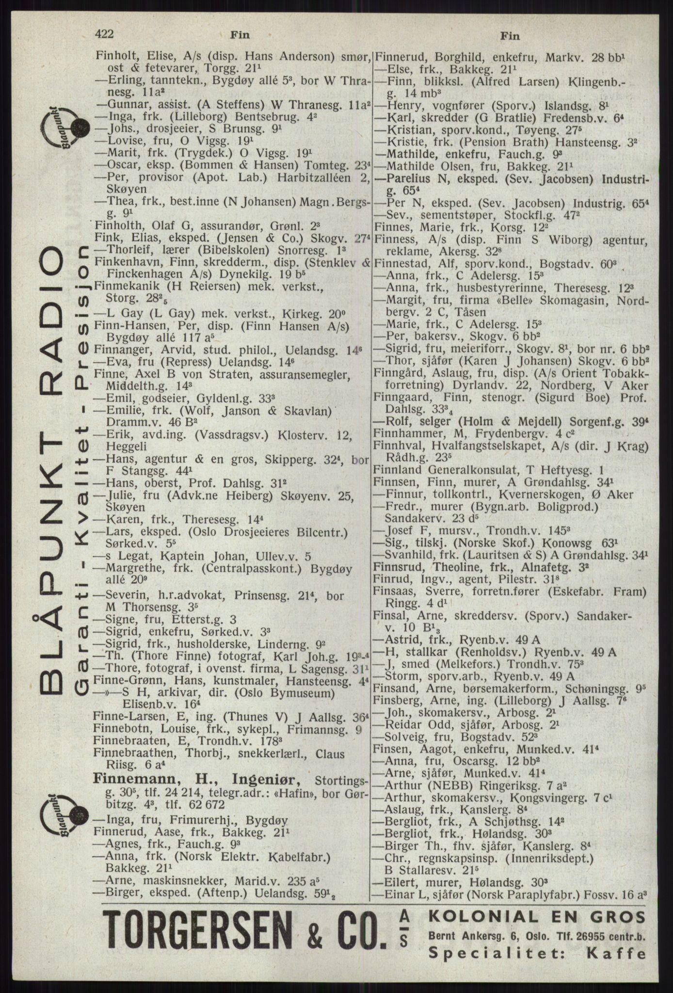 Kristiania/Oslo adressebok, PUBL/-, 1941, p. 422