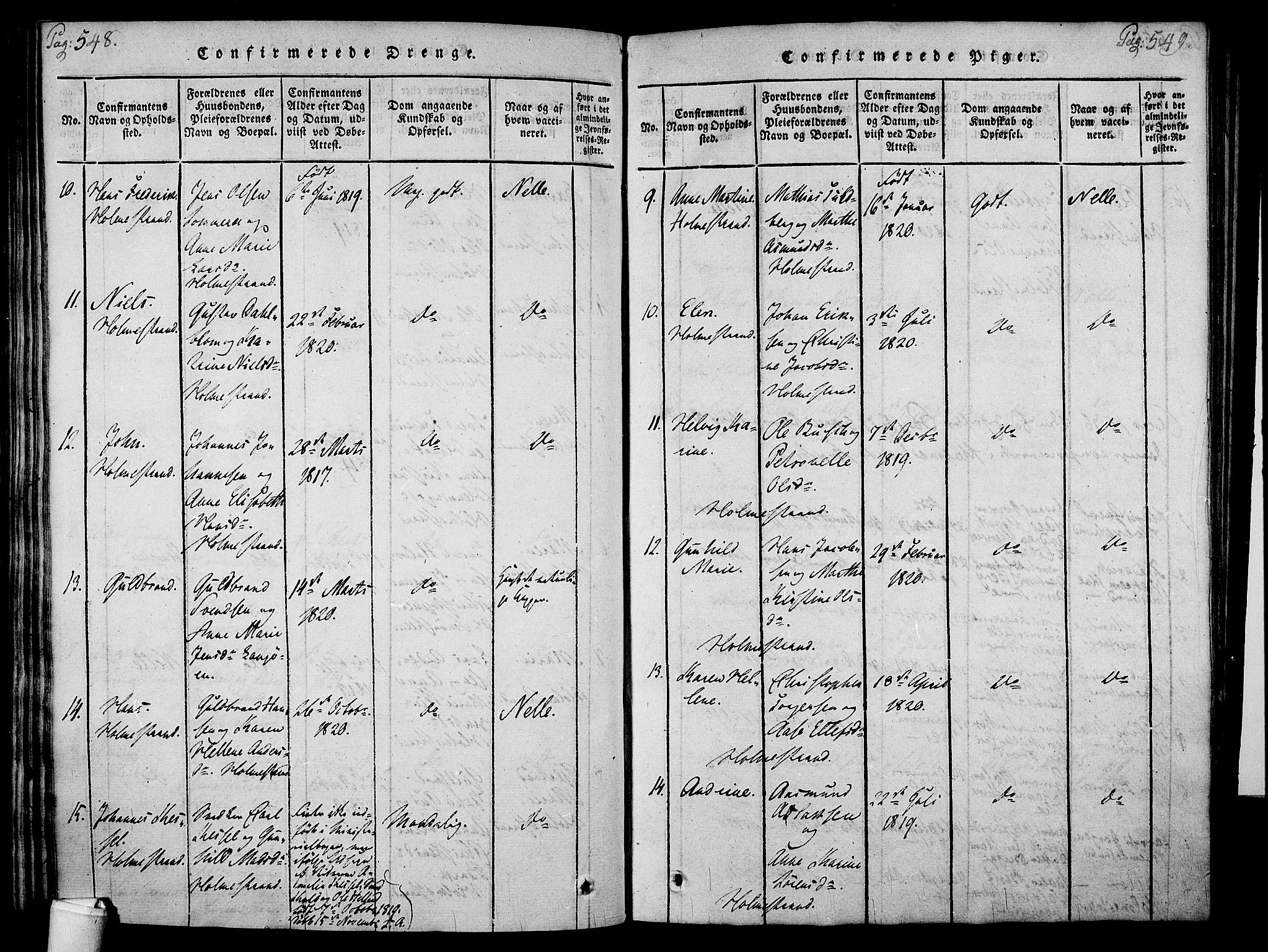 Holmestrand kirkebøker, AV/SAKO-A-346/F/Fa/L0001: Parish register (official) no. 1, 1814-1840, p. 548-549