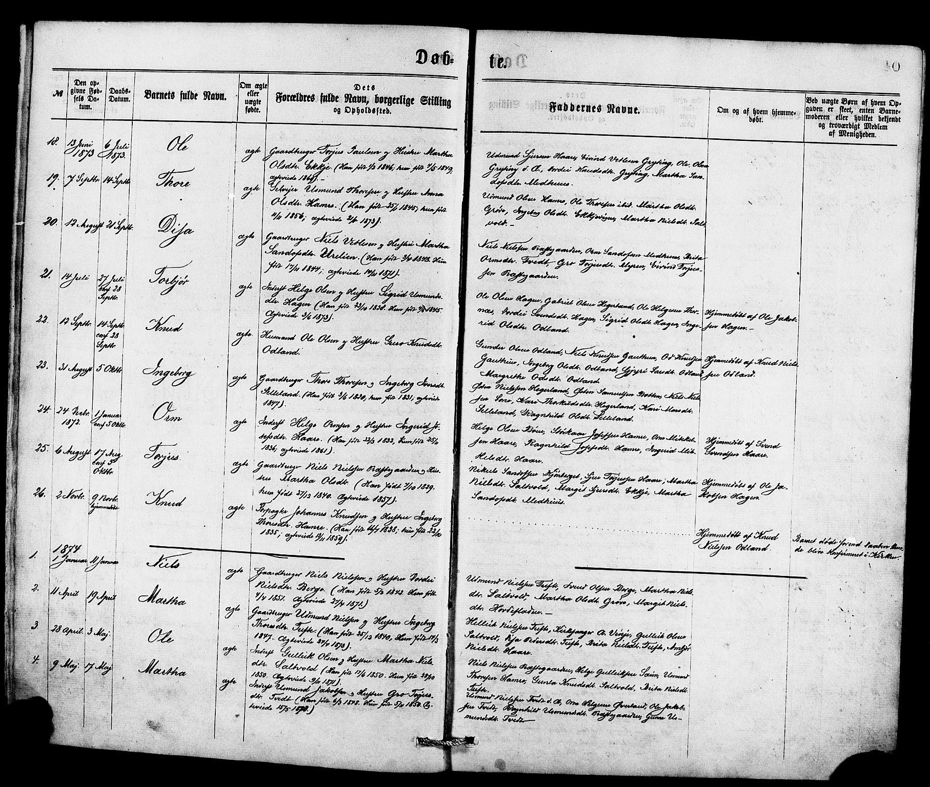 Røldal sokneprestembete, SAB/A-100247: Parish register (official) no. A 4, 1870-1886, p. 10