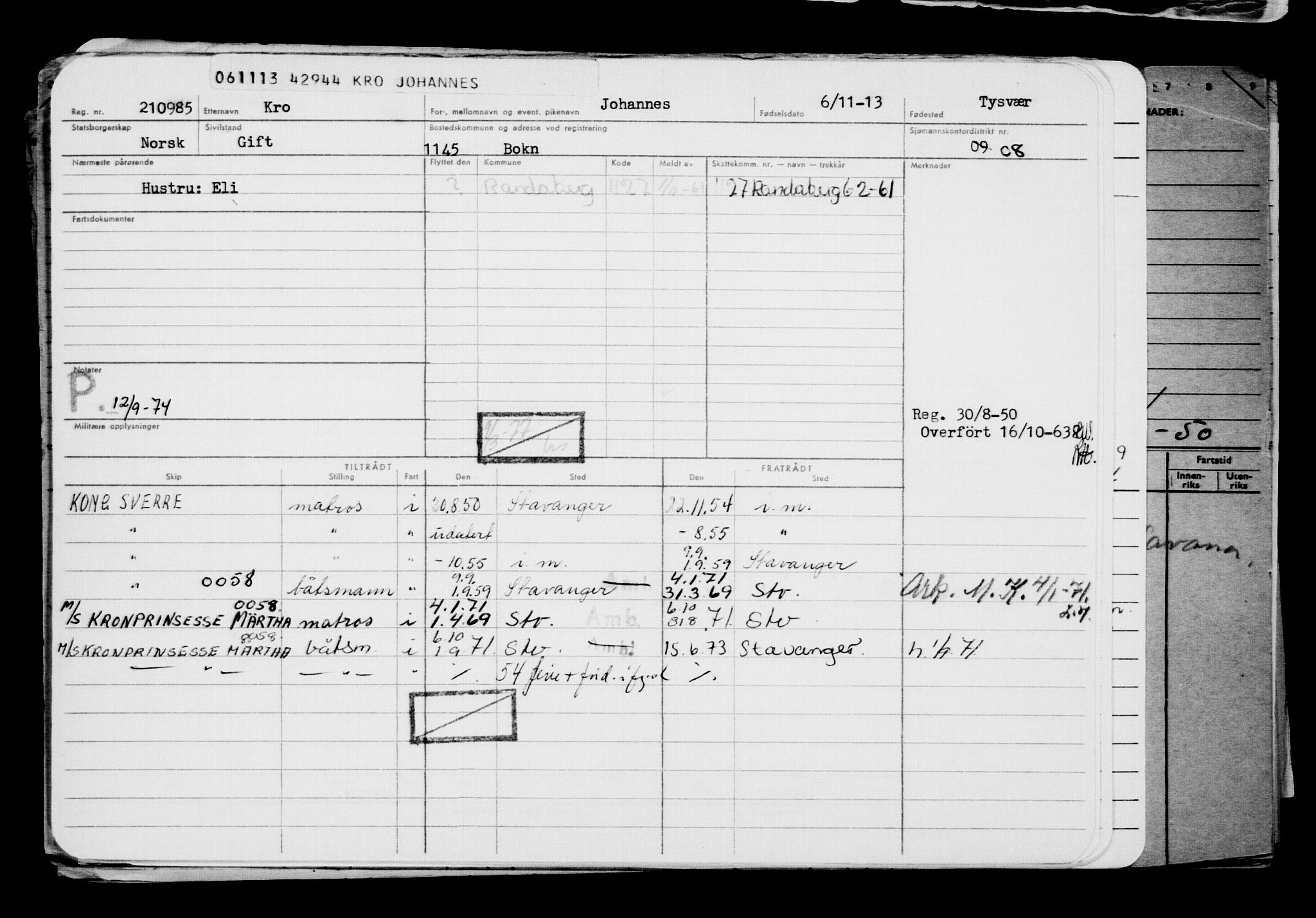 Direktoratet for sjømenn, AV/RA-S-3545/G/Gb/L0116: Hovedkort, 1913, p. 420