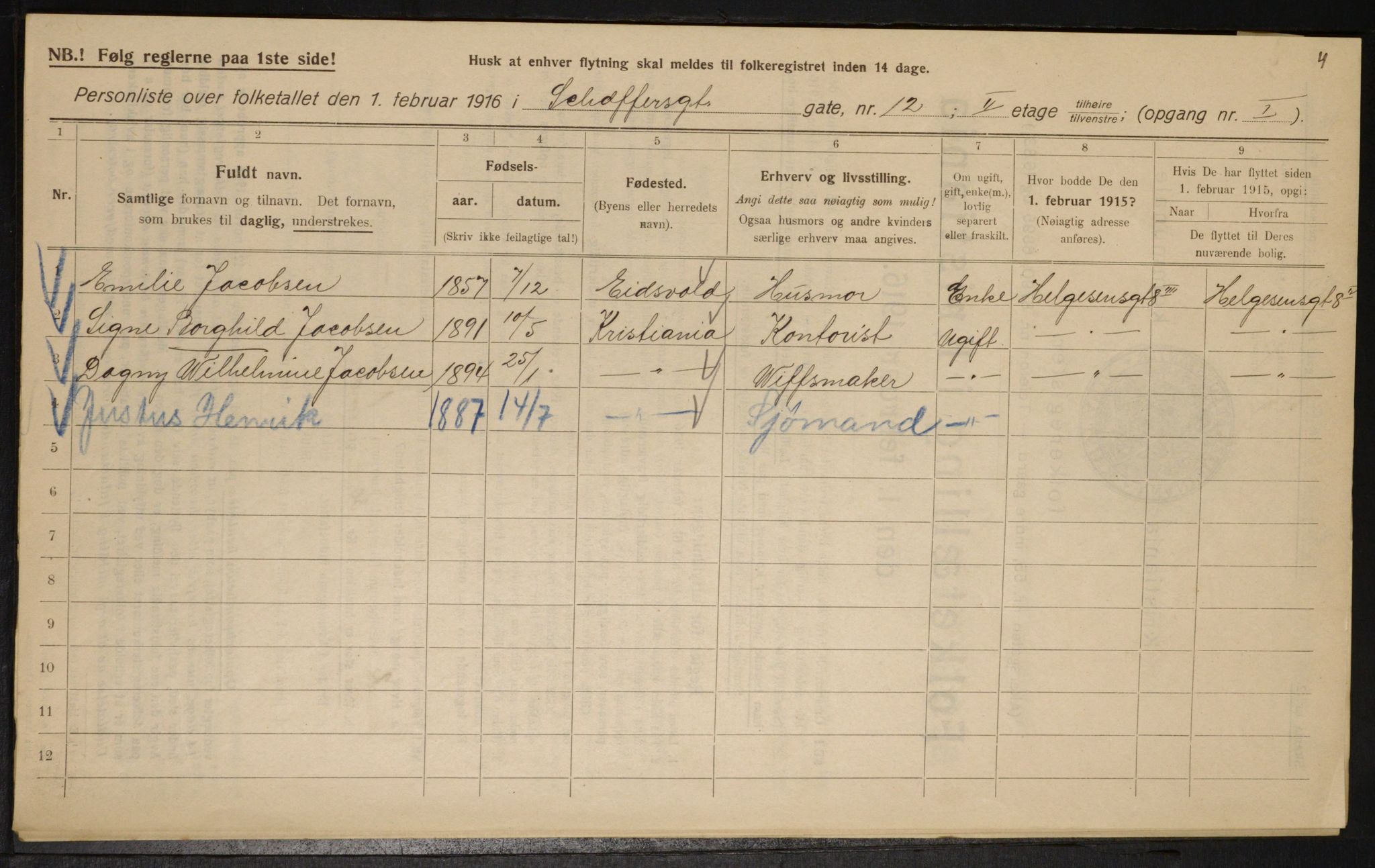 OBA, Municipal Census 1916 for Kristiania, 1916, p. 95589