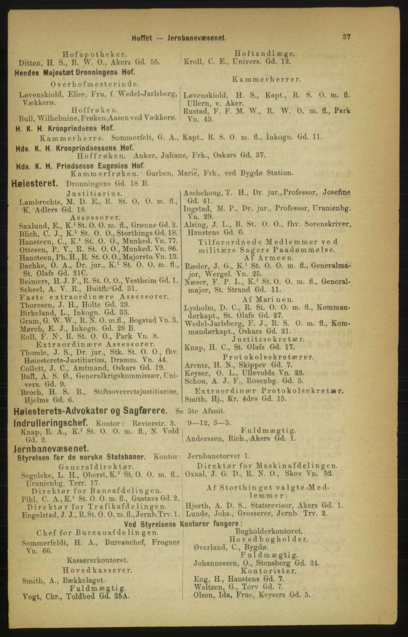 Kristiania/Oslo adressebok, PUBL/-, 1888, p. 37