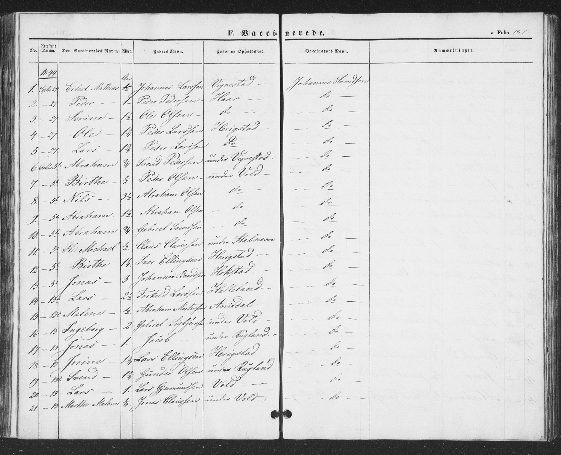 Hå sokneprestkontor, AV/SAST-A-101801/001/30BA/L0007: Parish register (official) no. A 6, 1842-1855, p. 181