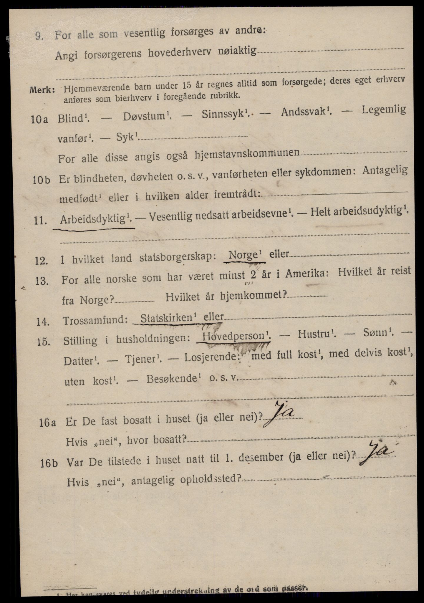 SAT, 1920 census for Hopen, 1920, p. 2353