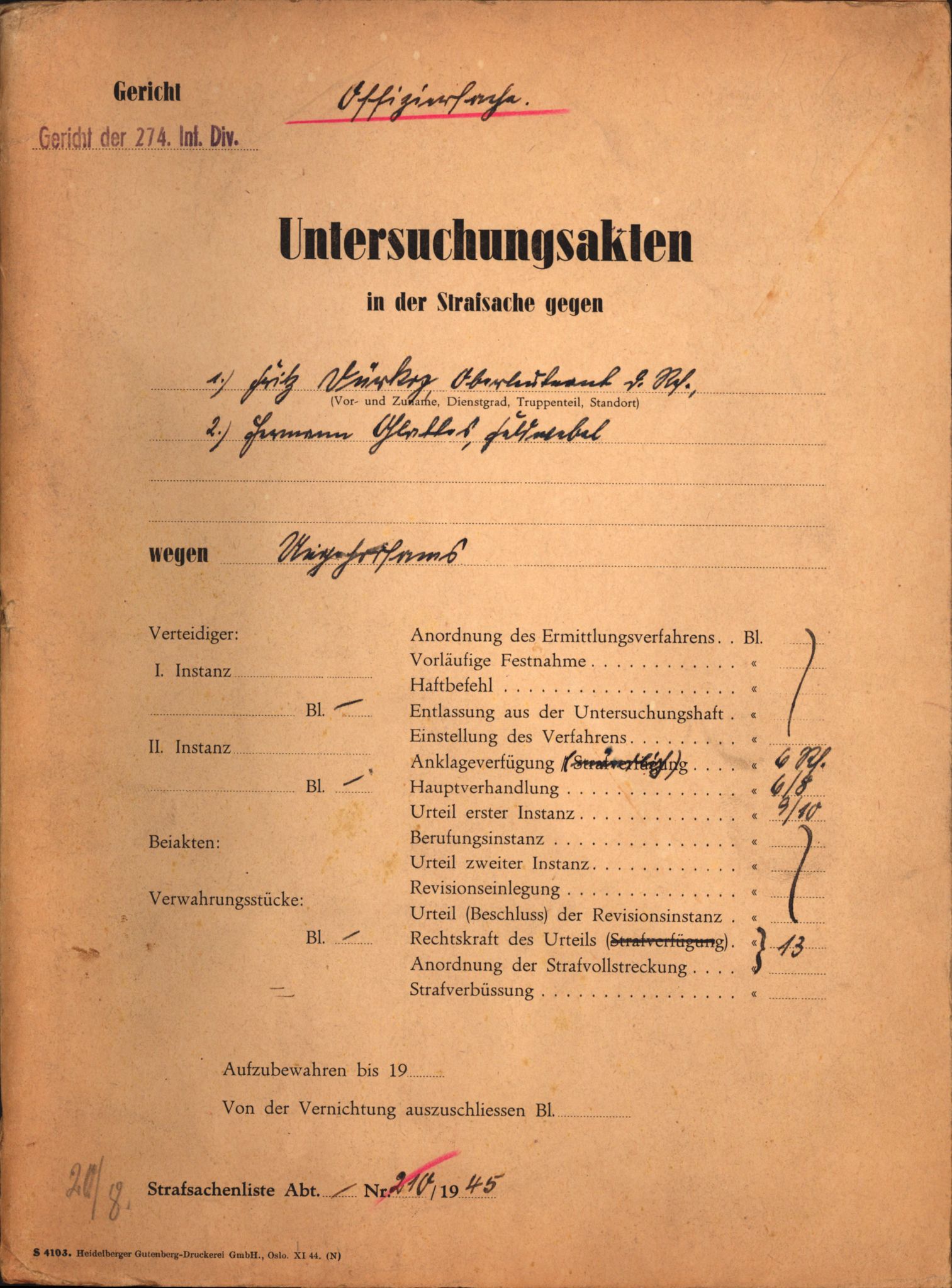 Forsvarets Overkommando. 2 kontor. Arkiv 11.4. Spredte tyske arkivsaker, AV/RA-RAFA-7031/D/Dar/Darc/L0019: FO.II, 1945, p. 1182