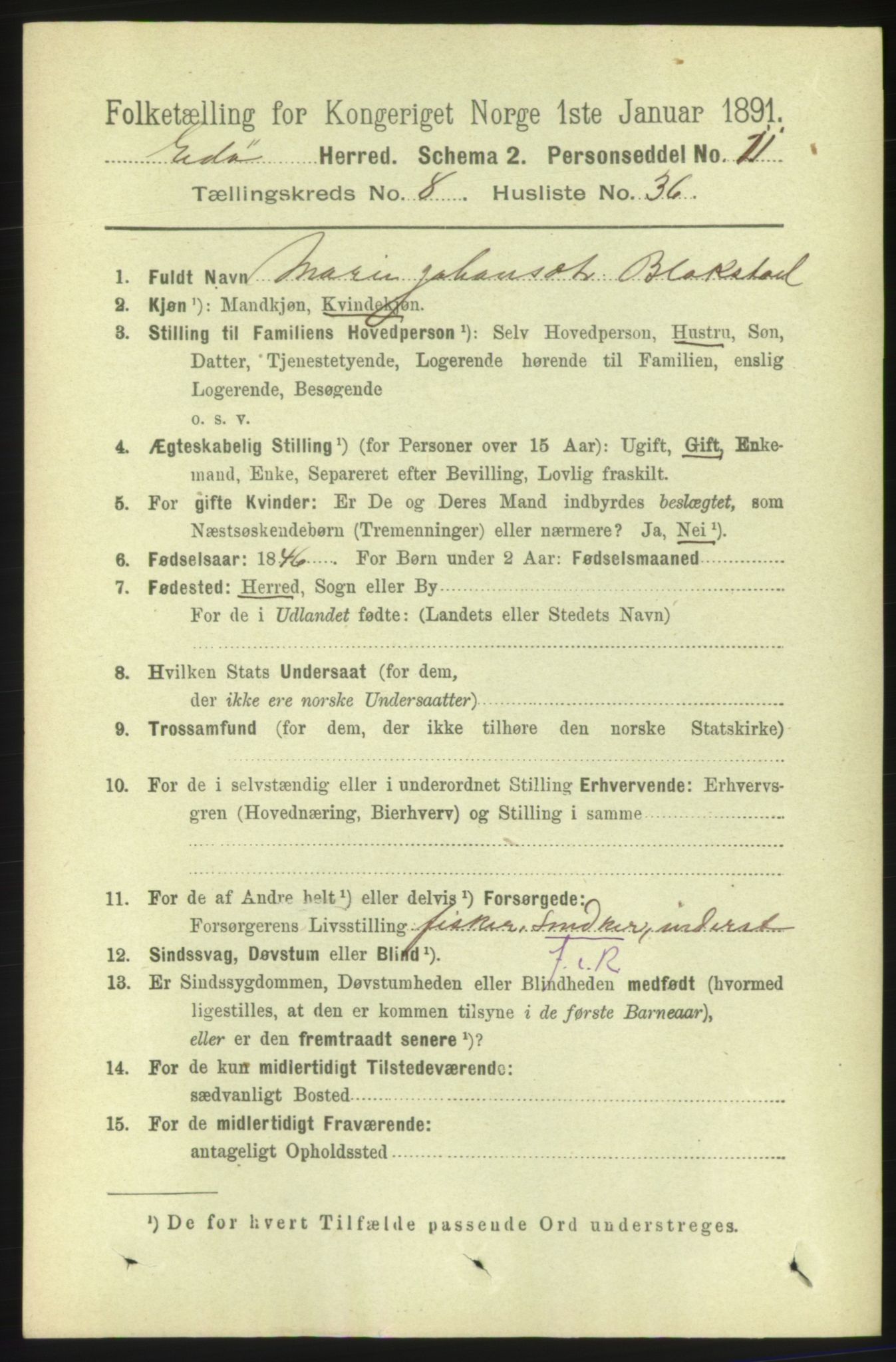 RA, 1891 census for 1573 Edøy, 1891, p. 2215