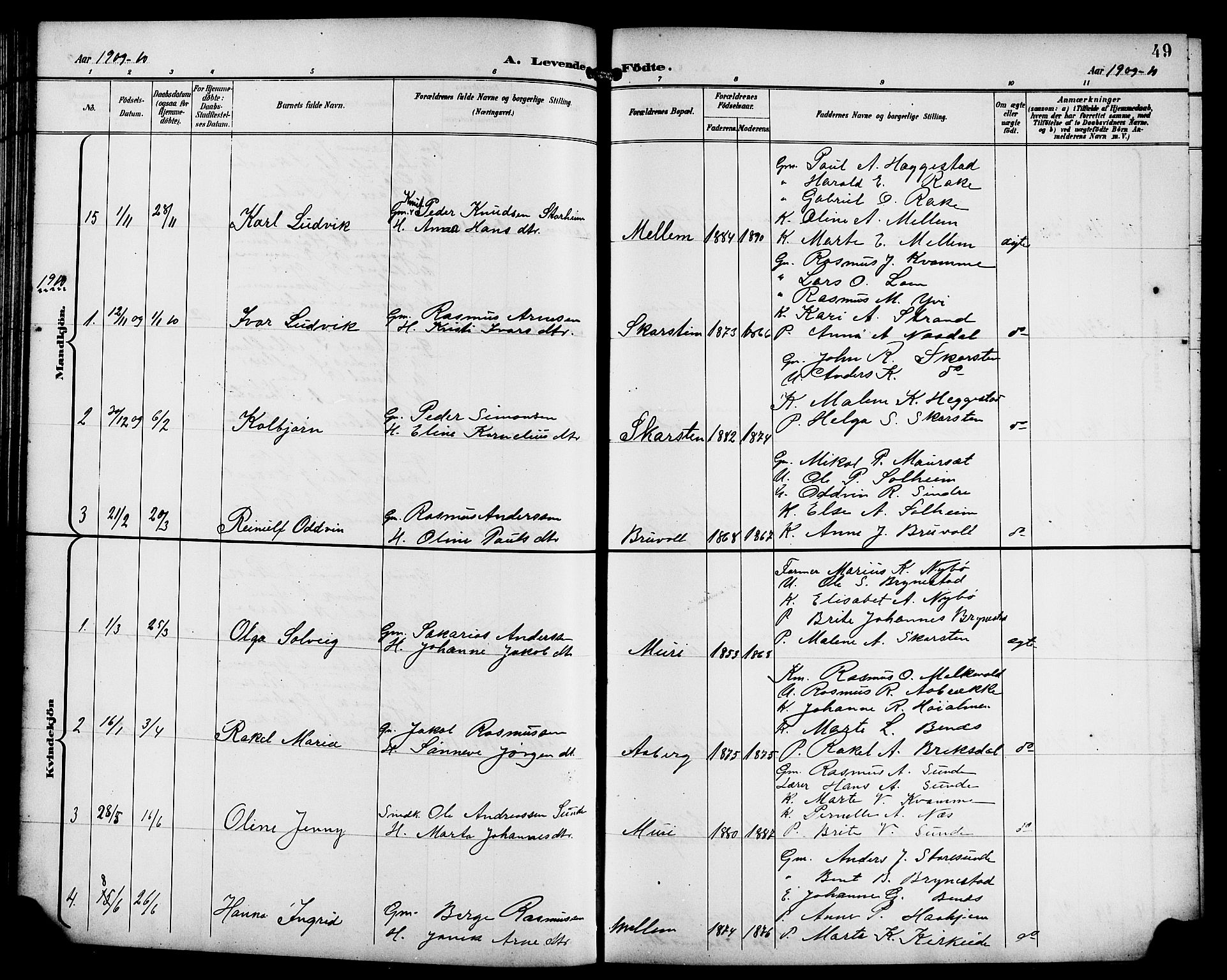 Innvik sokneprestembete, AV/SAB-A-80501: Parish register (copy) no. B 4, 1898-1916, p. 49