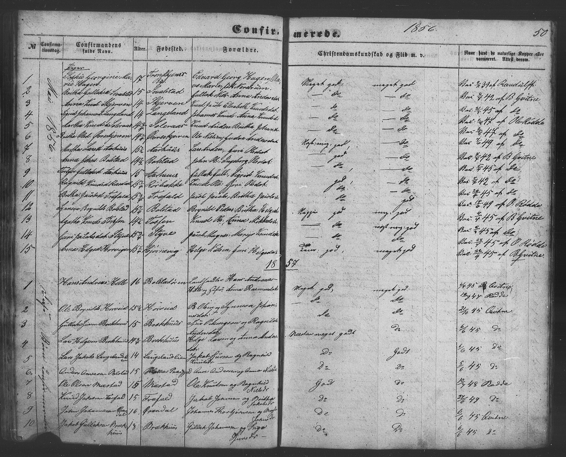 Evanger sokneprestembete, SAB/A-99924: Parish register (copy) no. A 1, 1855-1864, p. 50