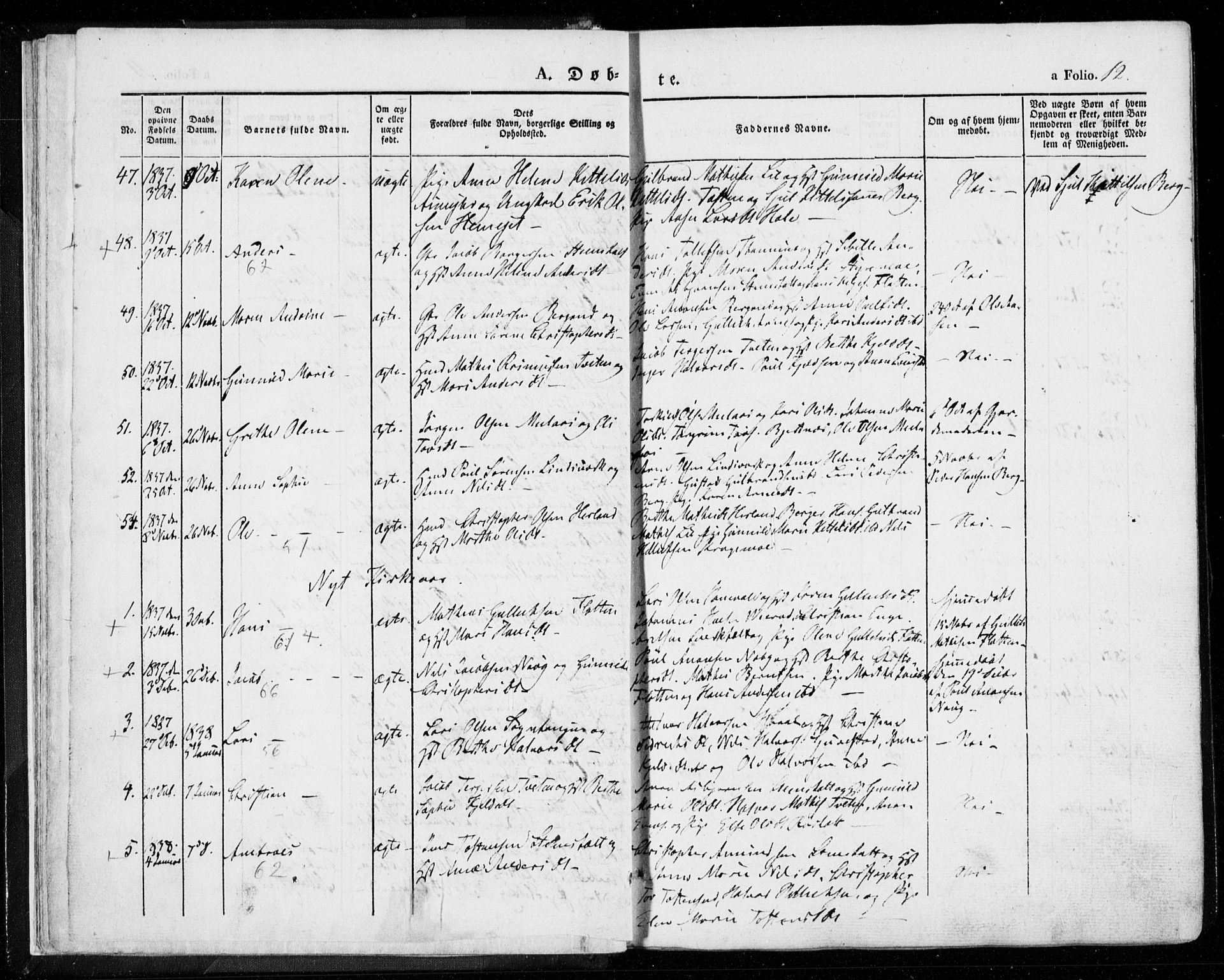 Lardal kirkebøker, AV/SAKO-A-350/F/Fa/L0006: Parish register (official) no. I 6, 1835-1860, p. 12