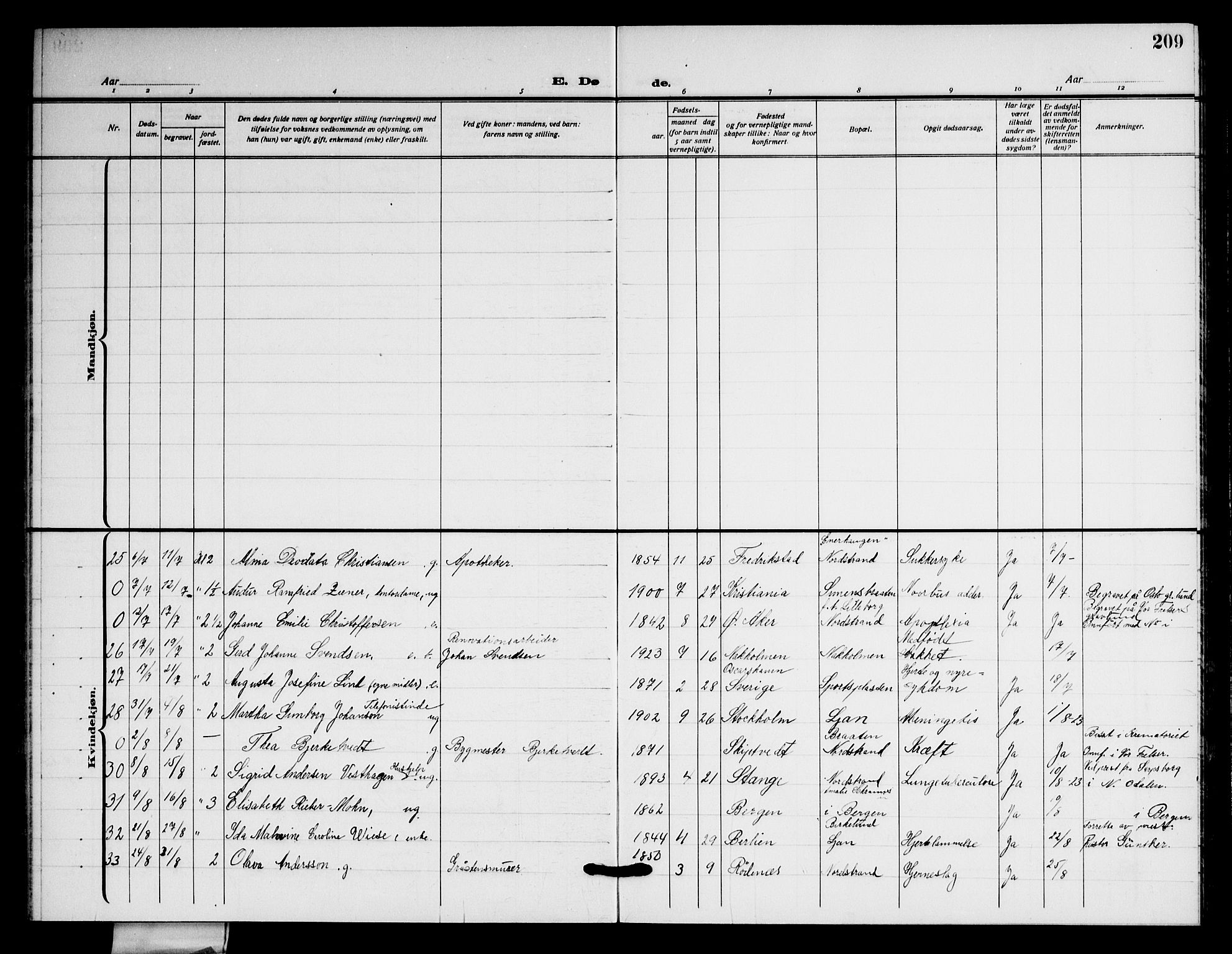 Nordstrand prestekontor Kirkebøker, SAO/A-10362a/G/Ga/L0002: Parish register (copy) no. I 2, 1918-1925, p. 209