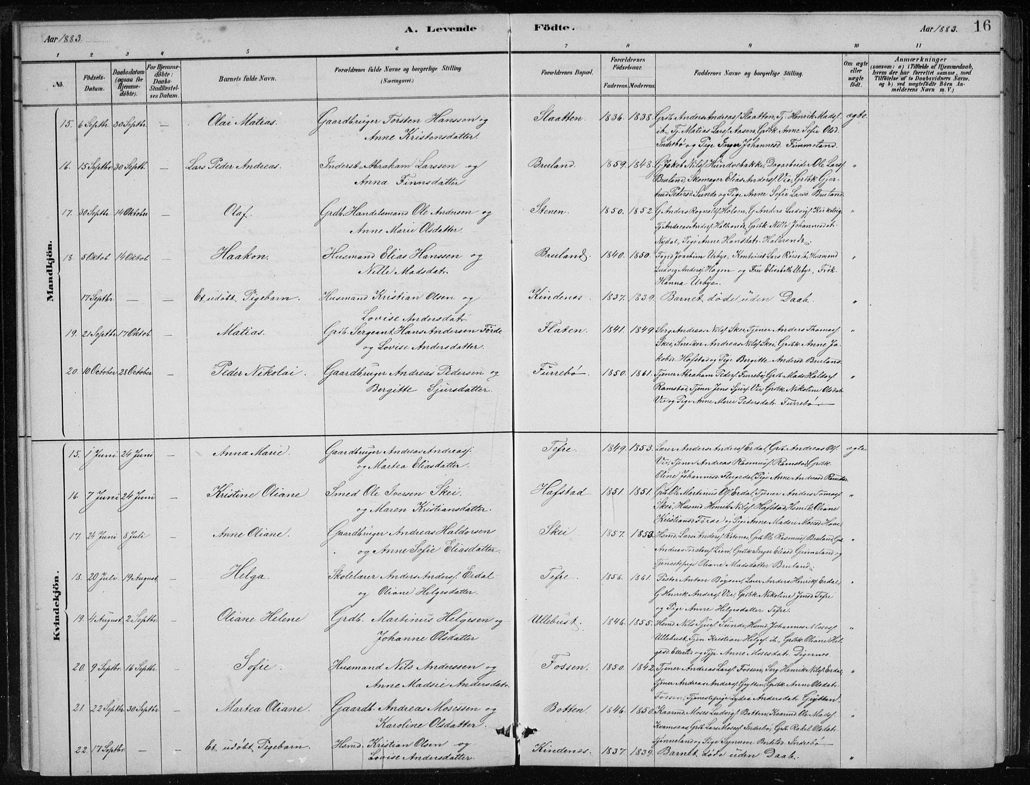 Førde sokneprestembete, AV/SAB-A-79901/H/Hab/Haba/L0002: Parish register (copy) no. A 2, 1881-1898, p. 16