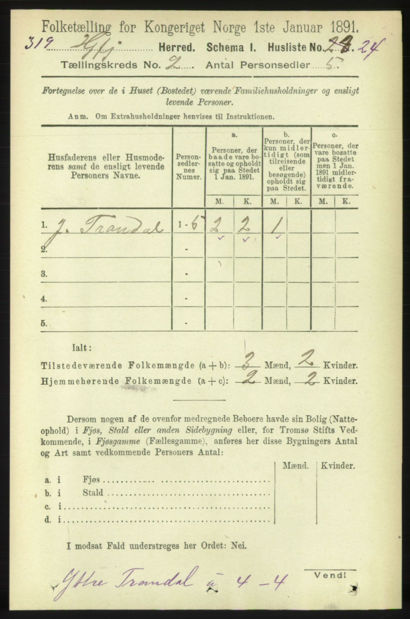 RA, 1891 census for 1522 Hjørundfjord, 1891, p. 238