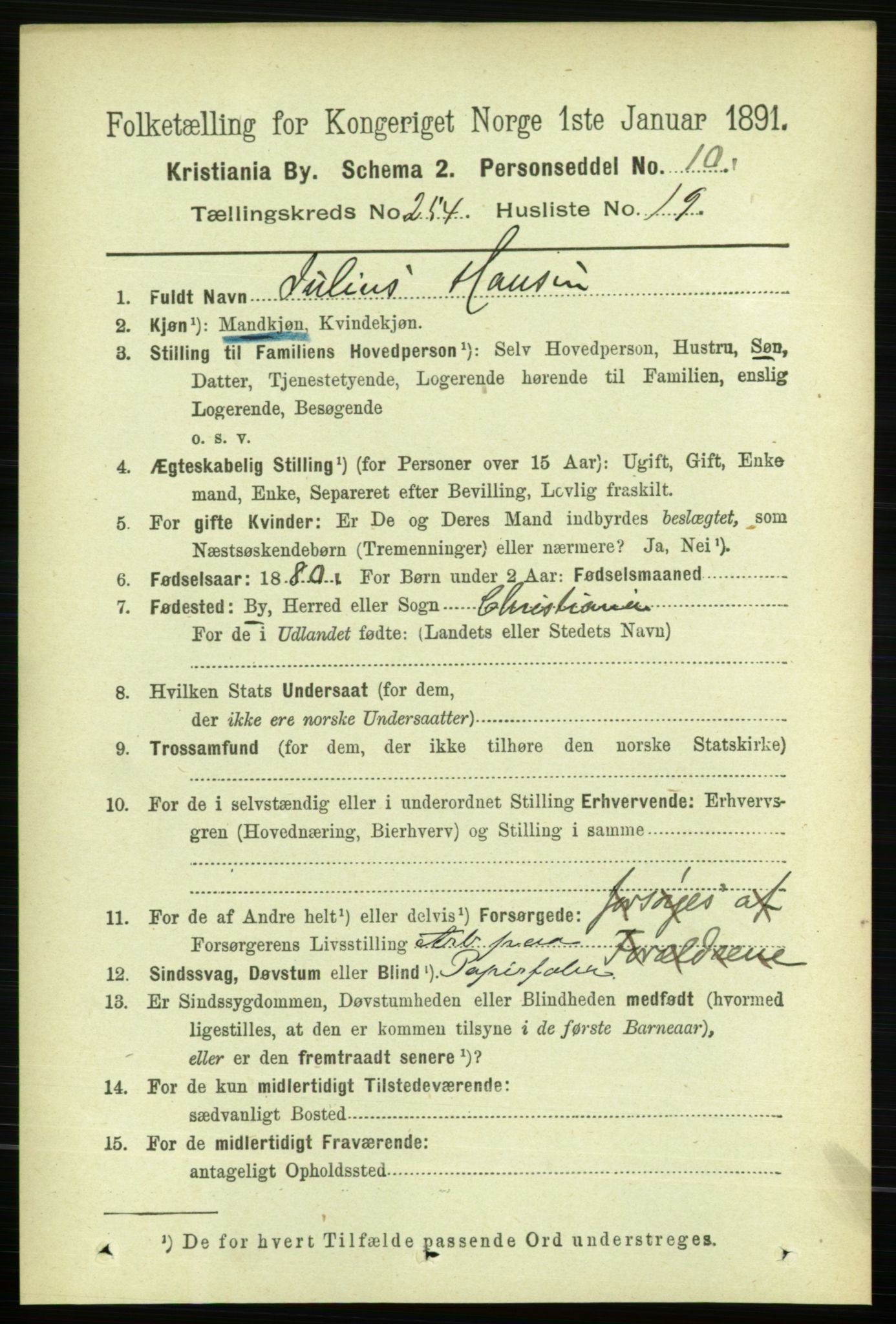 RA, 1891 census for 0301 Kristiania, 1891, p. 154688