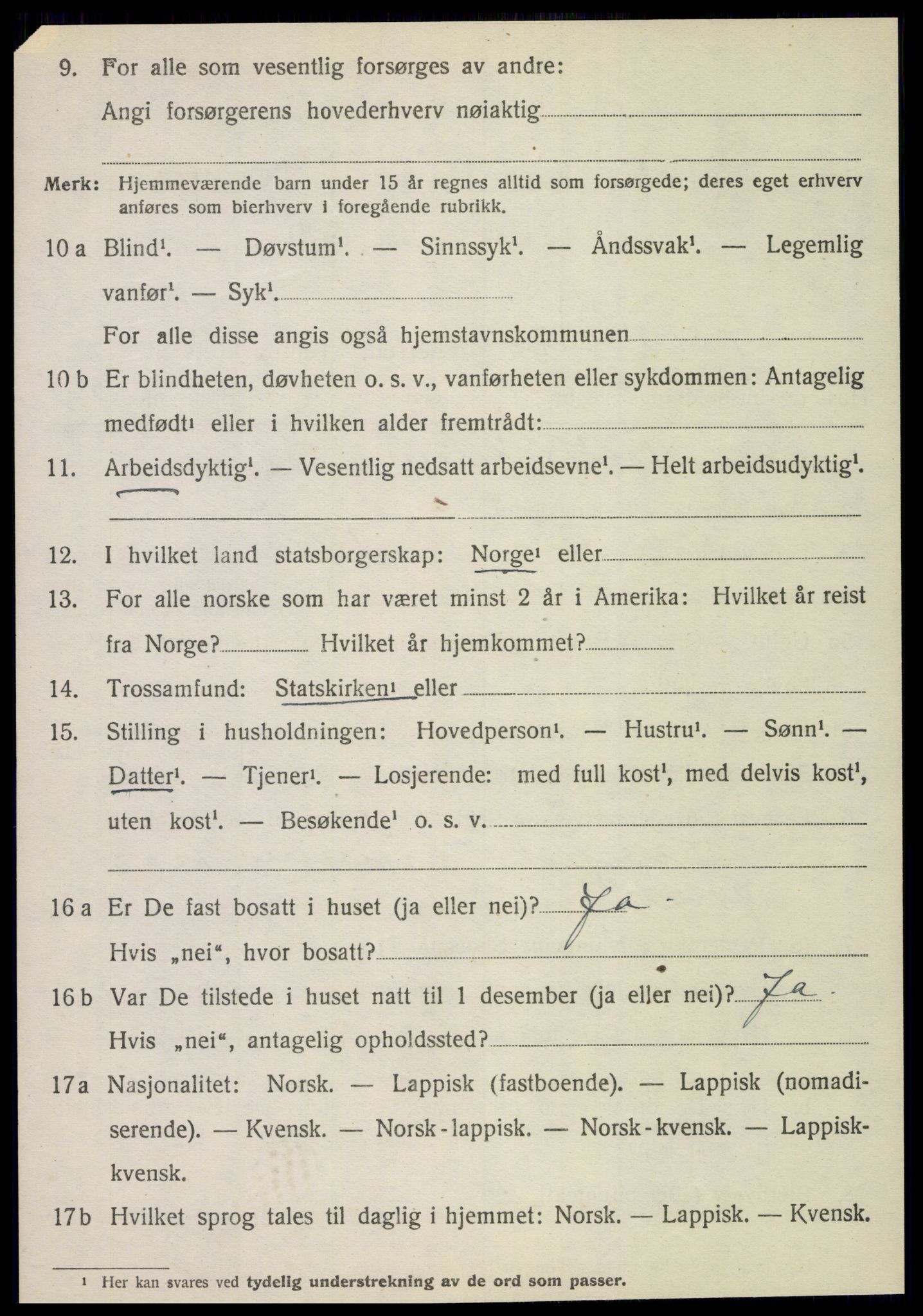 SAT, 1920 census for Foldereid, 1920, p. 697