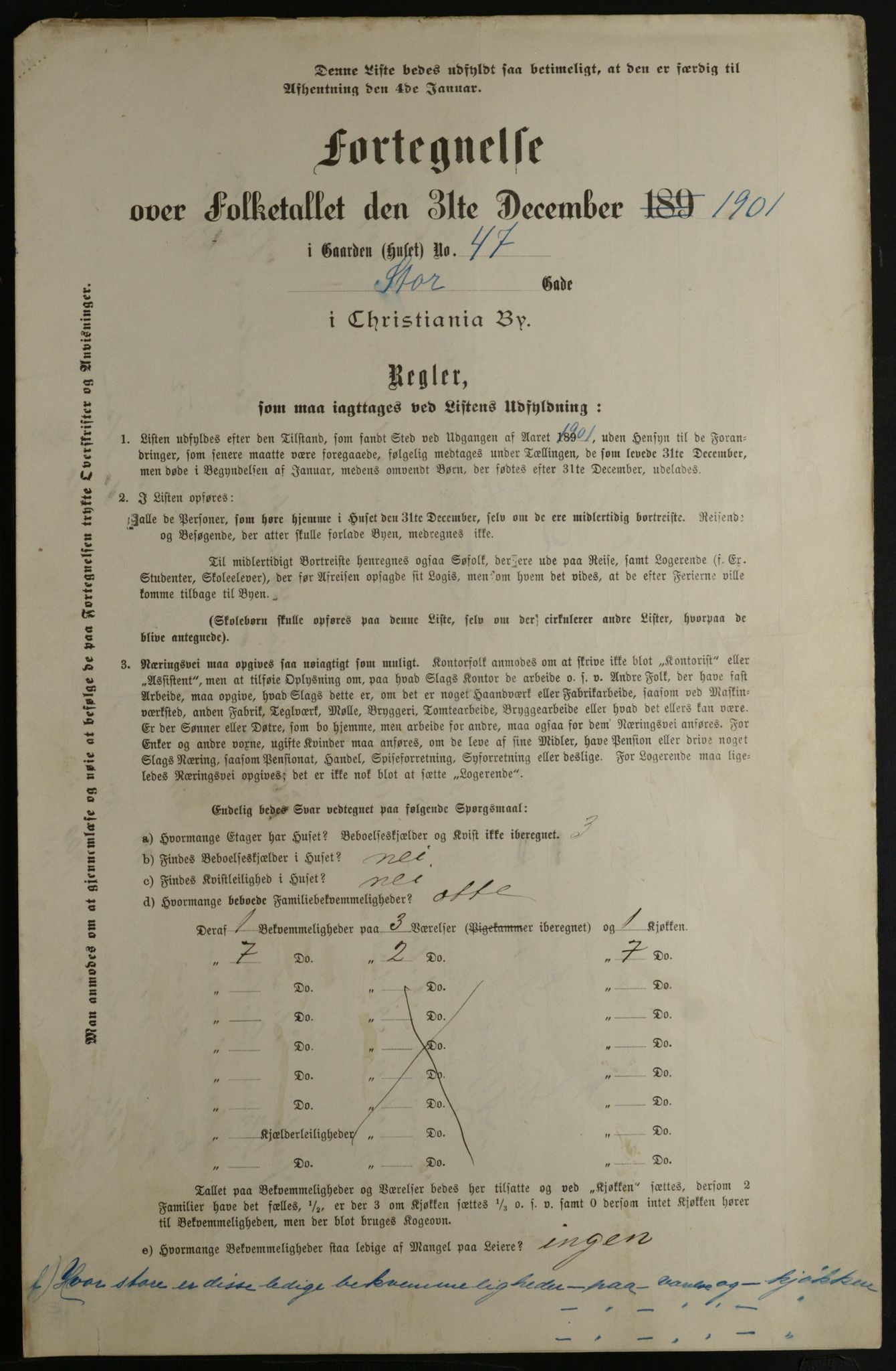 OBA, Municipal Census 1901 for Kristiania, 1901, p. 15913