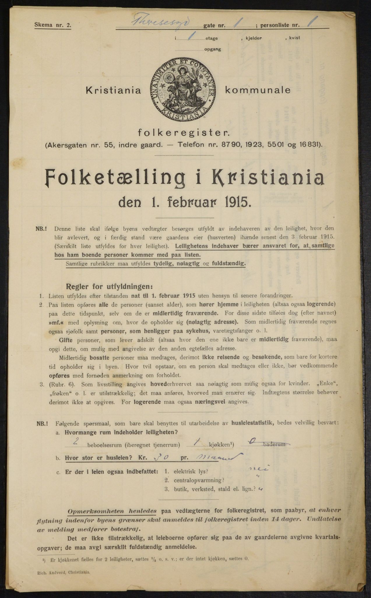 OBA, Municipal Census 1915 for Kristiania, 1915, p. 107917