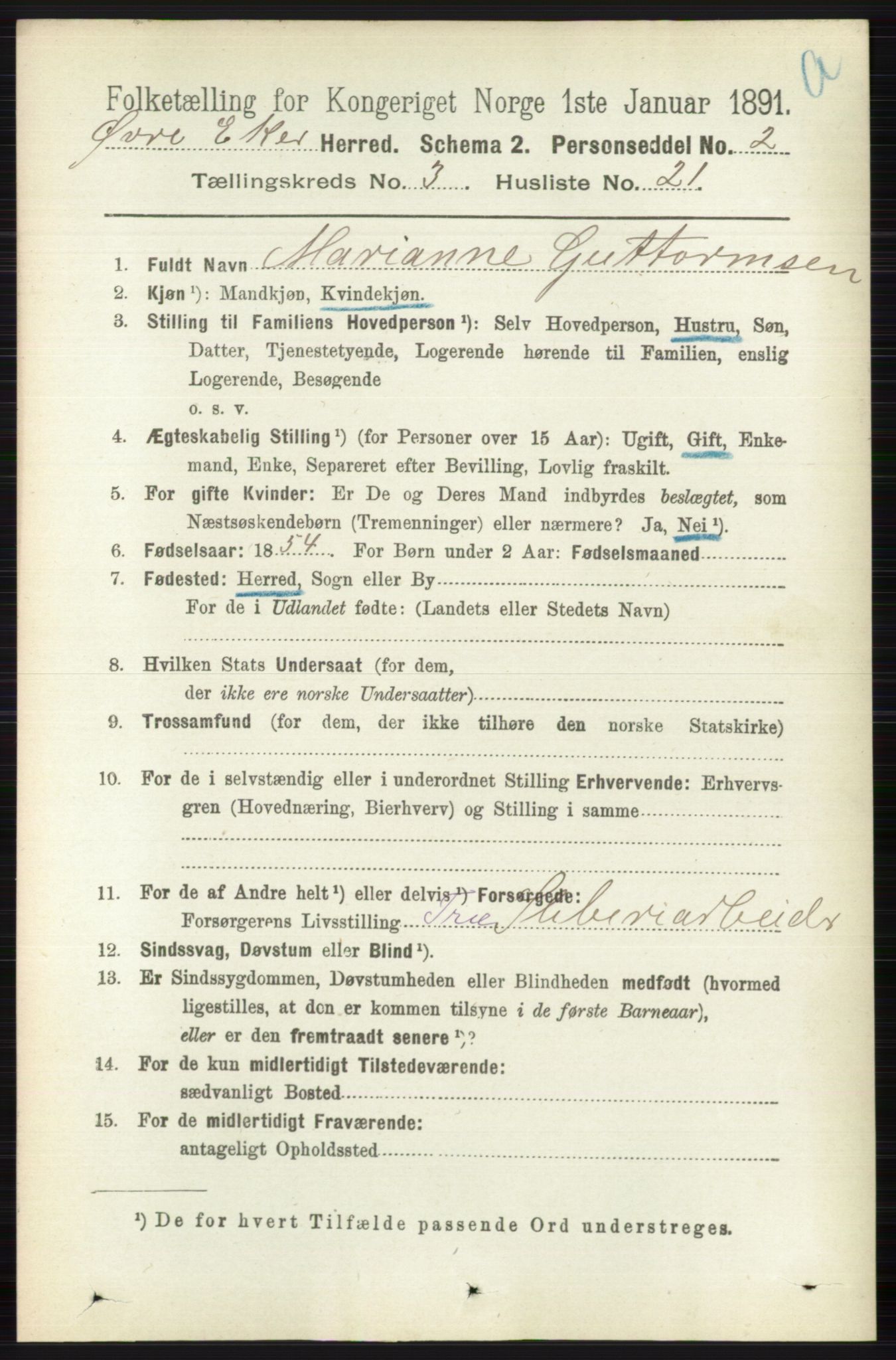 RA, 1891 census for 0624 Øvre Eiker, 1891, p. 1114