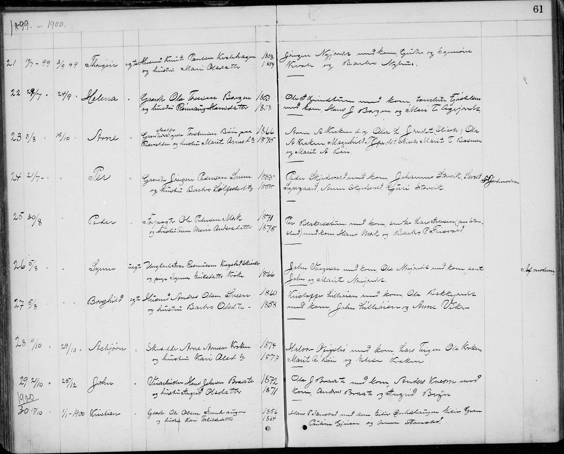 Lom prestekontor, SAH/PREST-070/L/L0013: Parish register (copy) no. 13, 1874-1938, p. 61