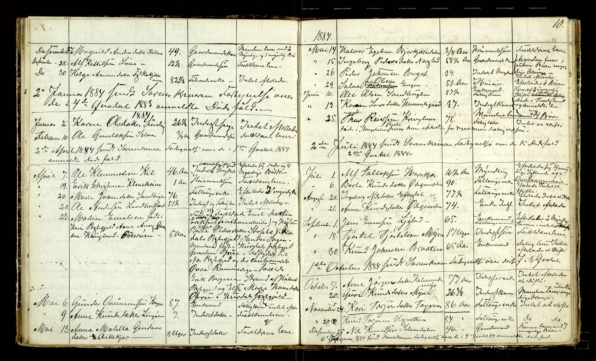Vegårshei lensmannskontor, AV/SAK-1241-0049/F/Fe/L0001/0001: Dødsfallsprotokoller / Dødsfallsprotokoll, 1880-1905, p. 10