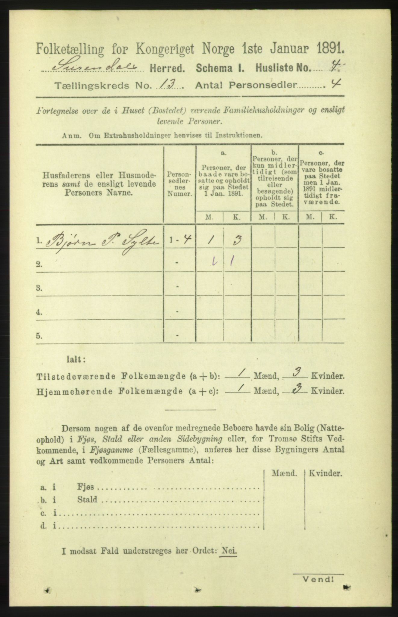 RA, 1891 census for 1566 Surnadal, 1891, p. 3111