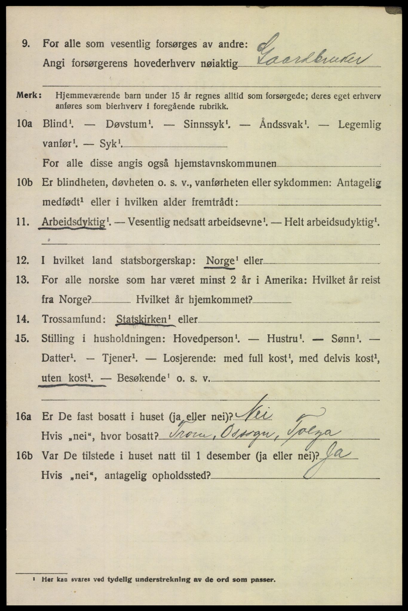 SAH, 1920 census for Tolga, 1920, p. 3198