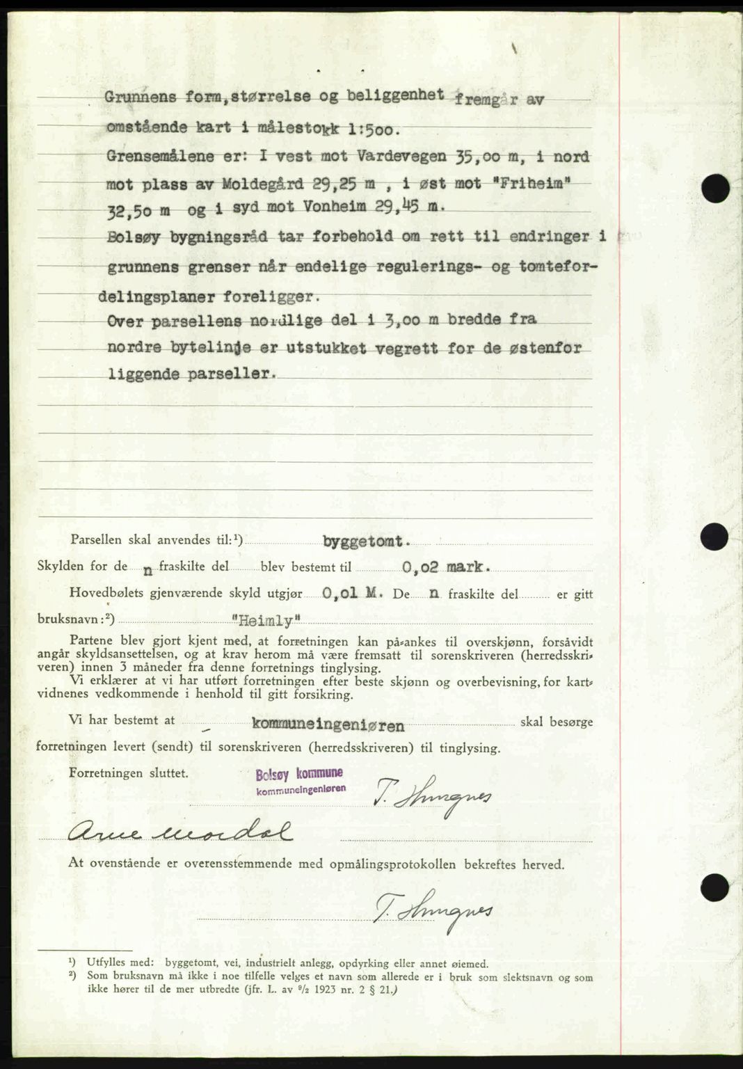 Romsdal sorenskriveri, AV/SAT-A-4149/1/2/2C: Mortgage book no. A23, 1947-1947, Diary no: : 1297/1947