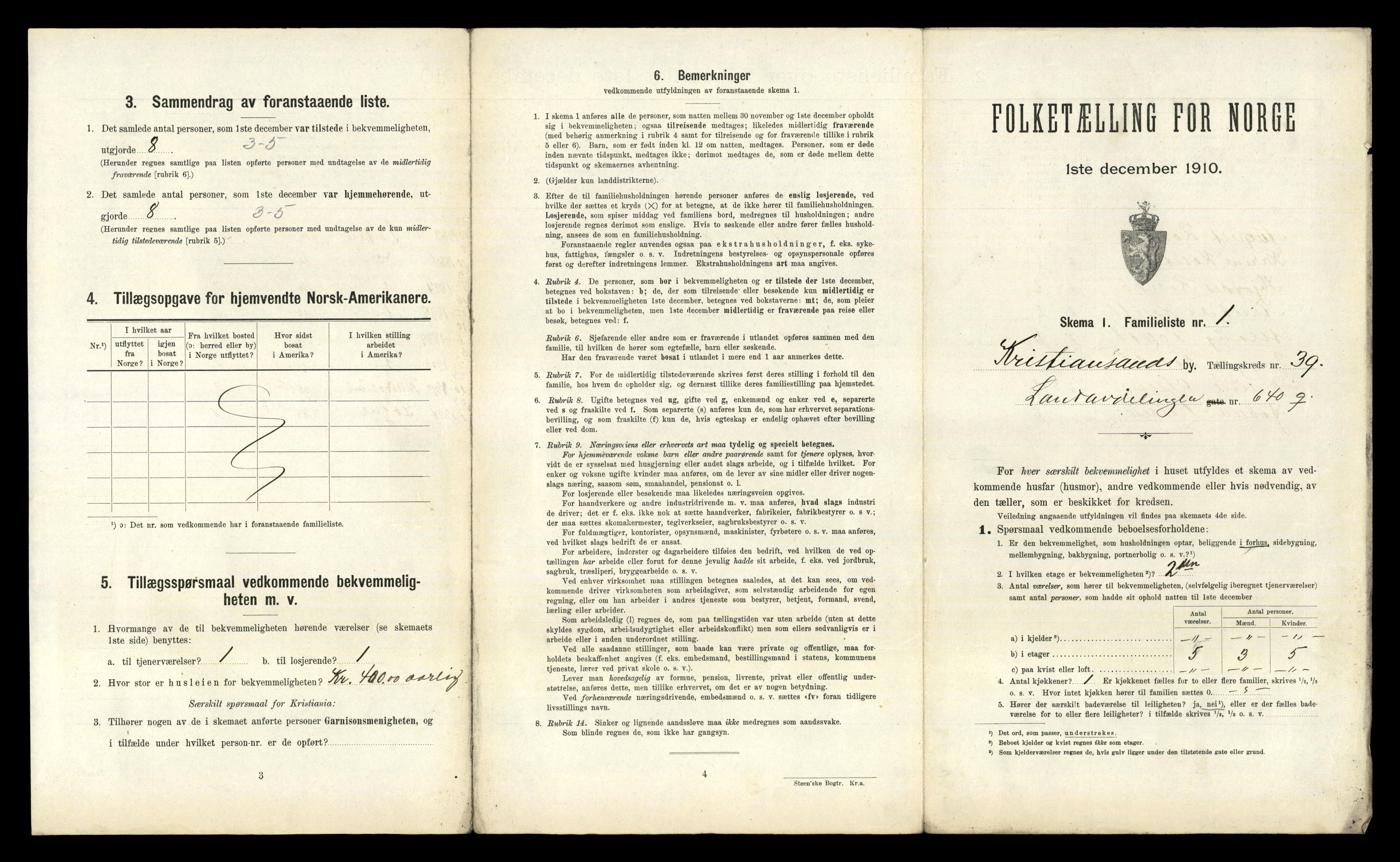 RA, 1910 census for Kristiansand, 1910, p. 9652