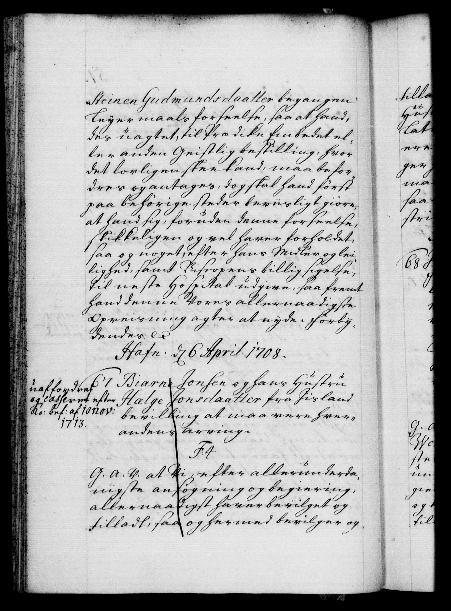 Danske Kanselli 1572-1799, AV/RA-EA-3023/F/Fc/Fca/Fcaa/L0020: Norske registre, 1708-1711, p. 51b