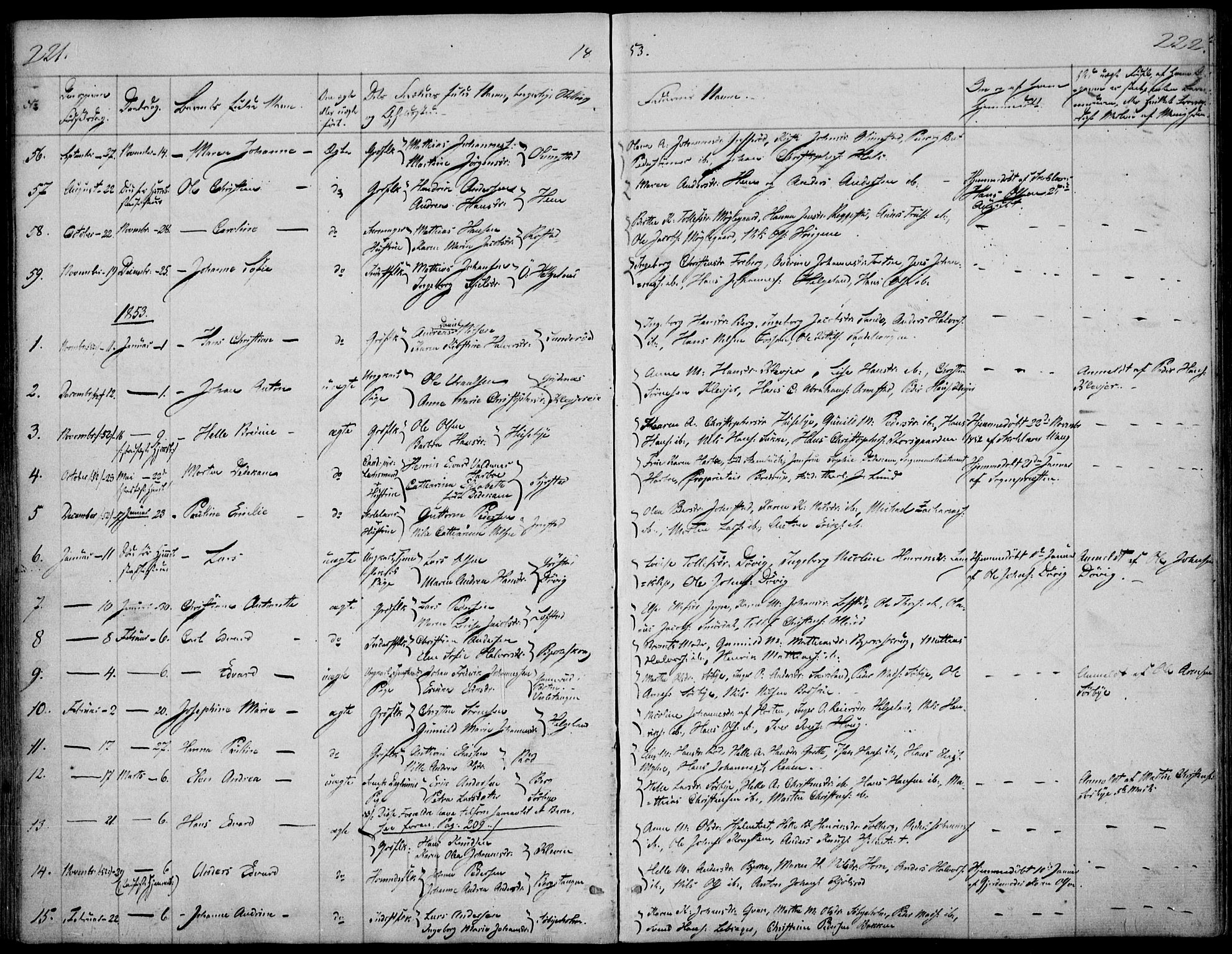 Våle kirkebøker, AV/SAKO-A-334/F/Fa/L0009a: Parish register (official) no. I 9A, 1839-1860, p. 221-222