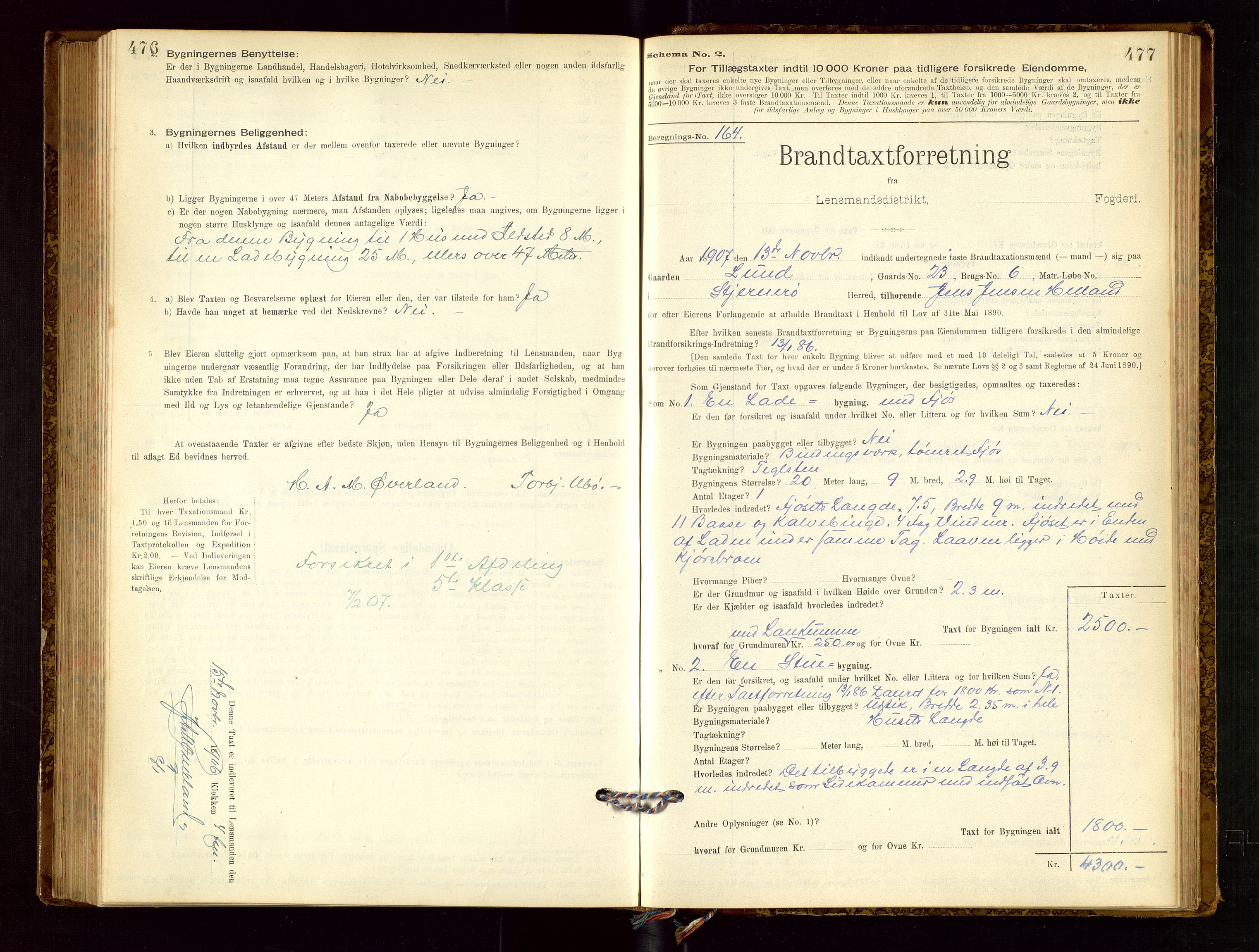 Nedstrand lensmannskontor, SAST/A-100236/Gob/L0001: "Brandtaxationsprotokol for Nerstrand Lensmandsdistrikt Ryfylke fogderi", 1895-1915, p. 476-477