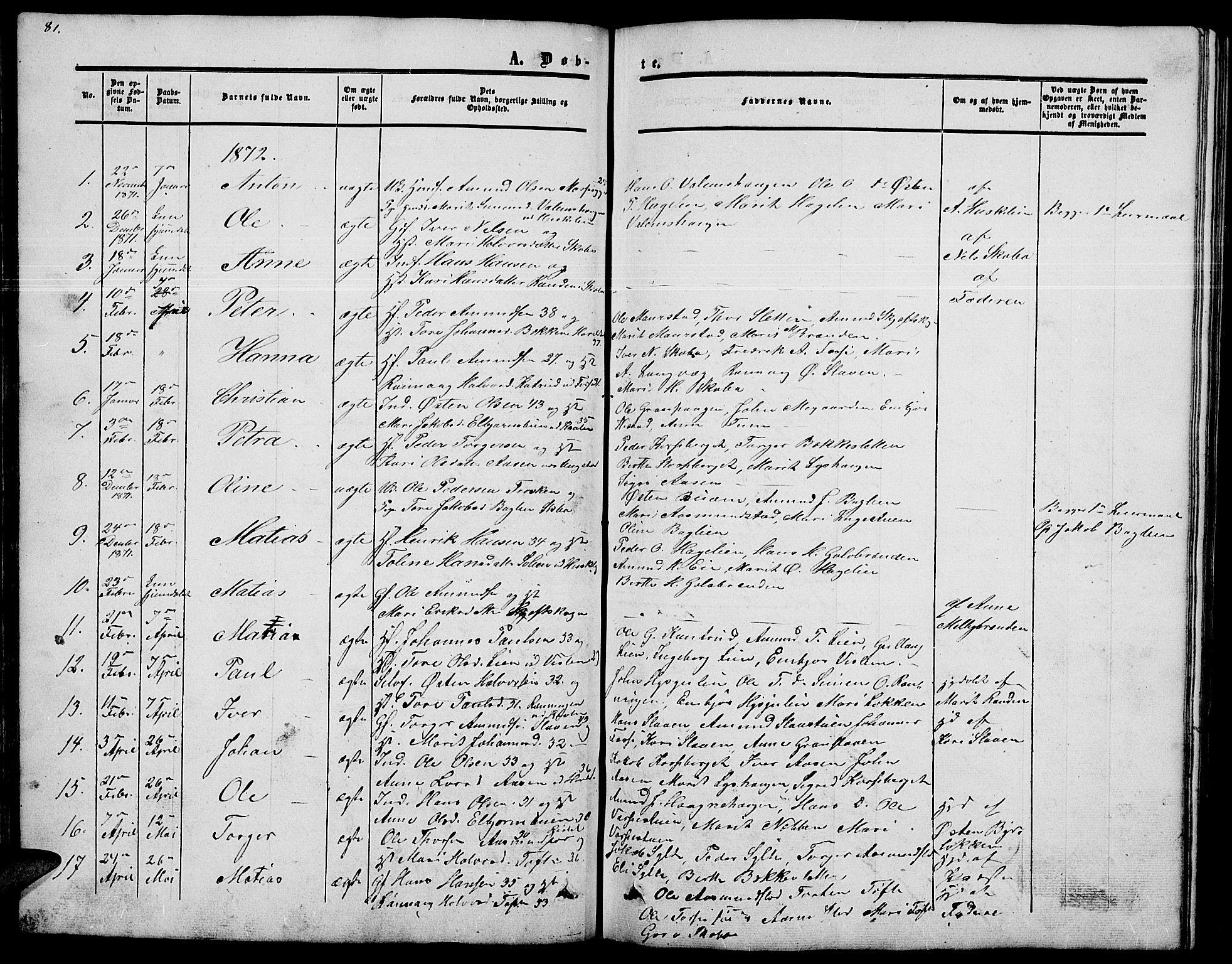 Nord-Fron prestekontor, SAH/PREST-080/H/Ha/Hab/L0002: Parish register (copy) no. 2, 1851-1883, p. 81