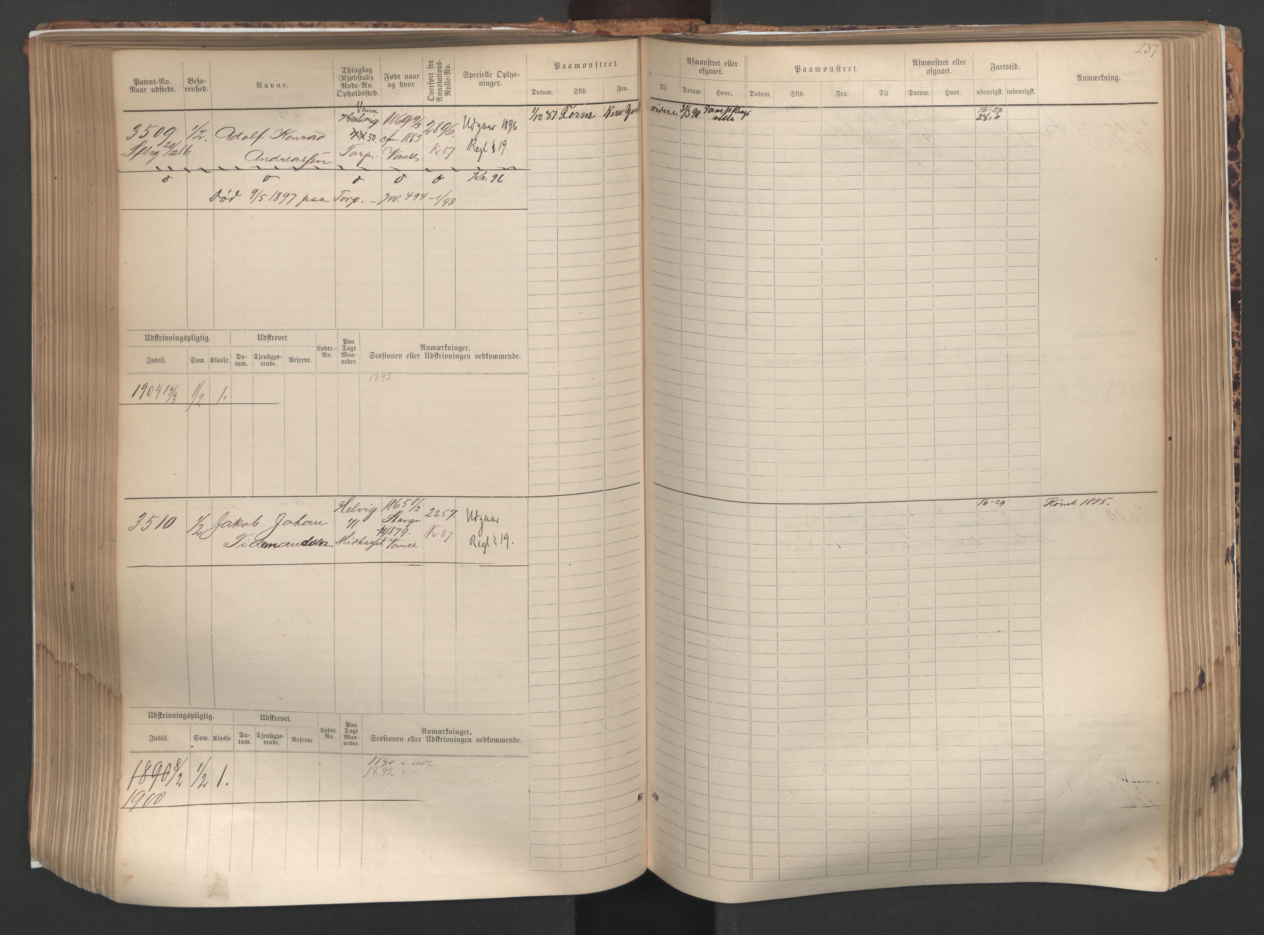 Farsund mønstringskrets, AV/SAK-2031-0017/F/Fb/L0005: Hovedrulle nr 3041-3804, M-8, 1883-1930, p. 240