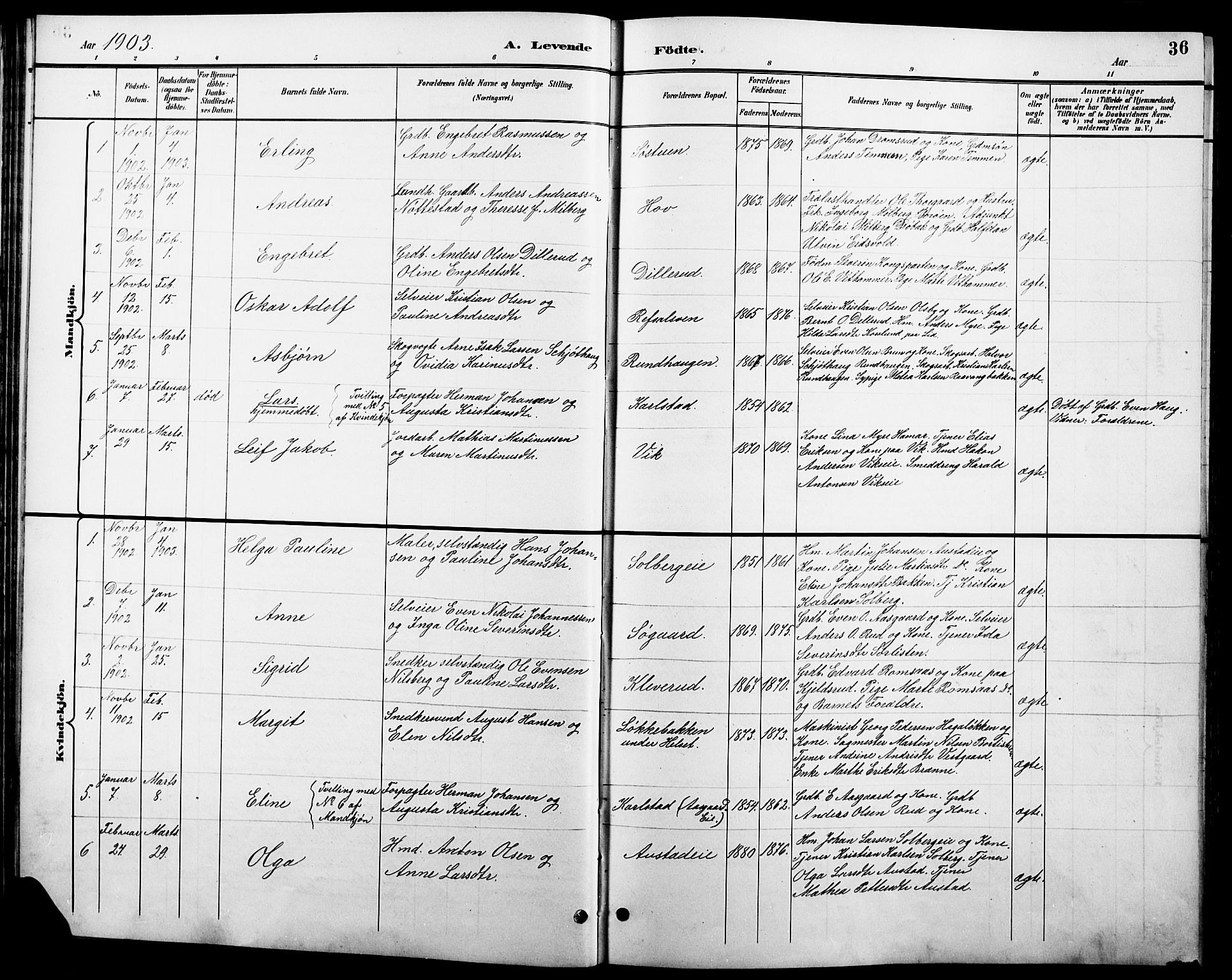 Stange prestekontor, SAH/PREST-002/L/L0011: Parish register (copy) no. 11, 1895-1917, p. 36