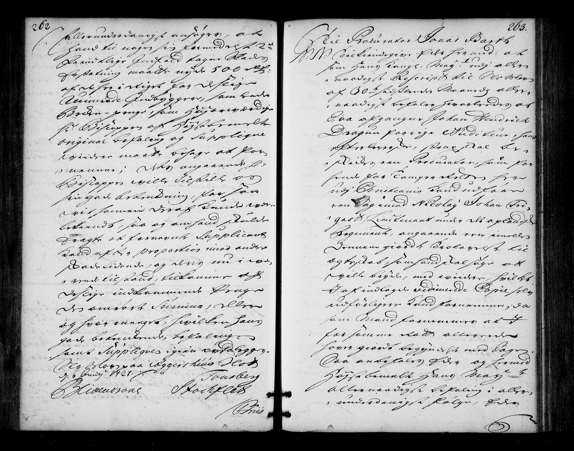 Stattholderembetet 1572-1771, AV/RA-EA-2870/Bd/L0013: Ordreprotokoll, 1720-1722, p. 262-263