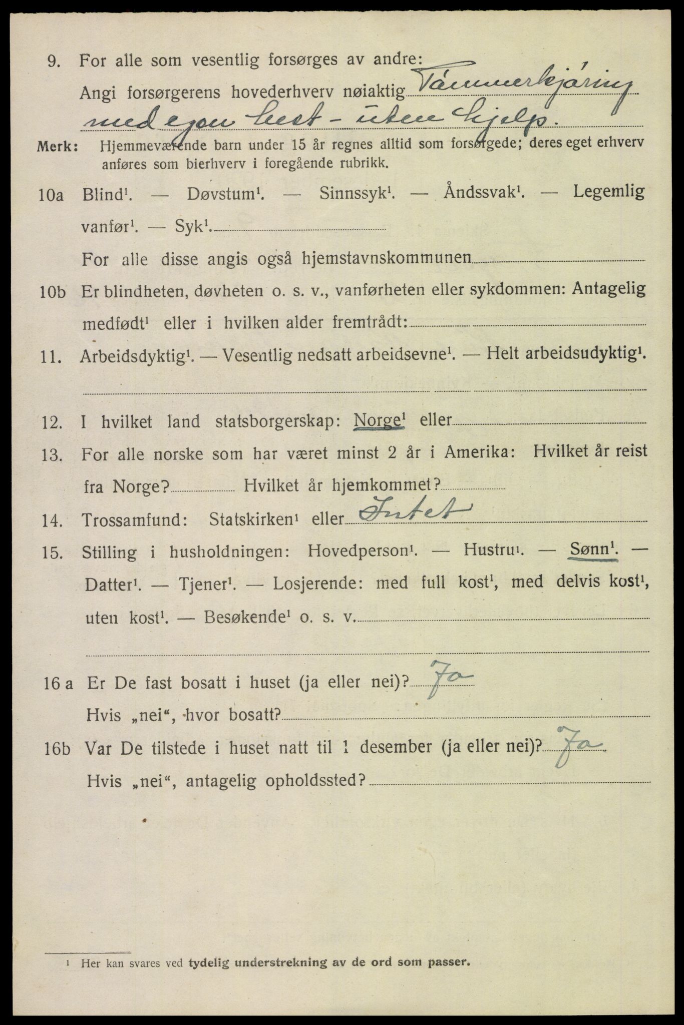 SAH, 1920 census for Trysil, 1920, p. 16134