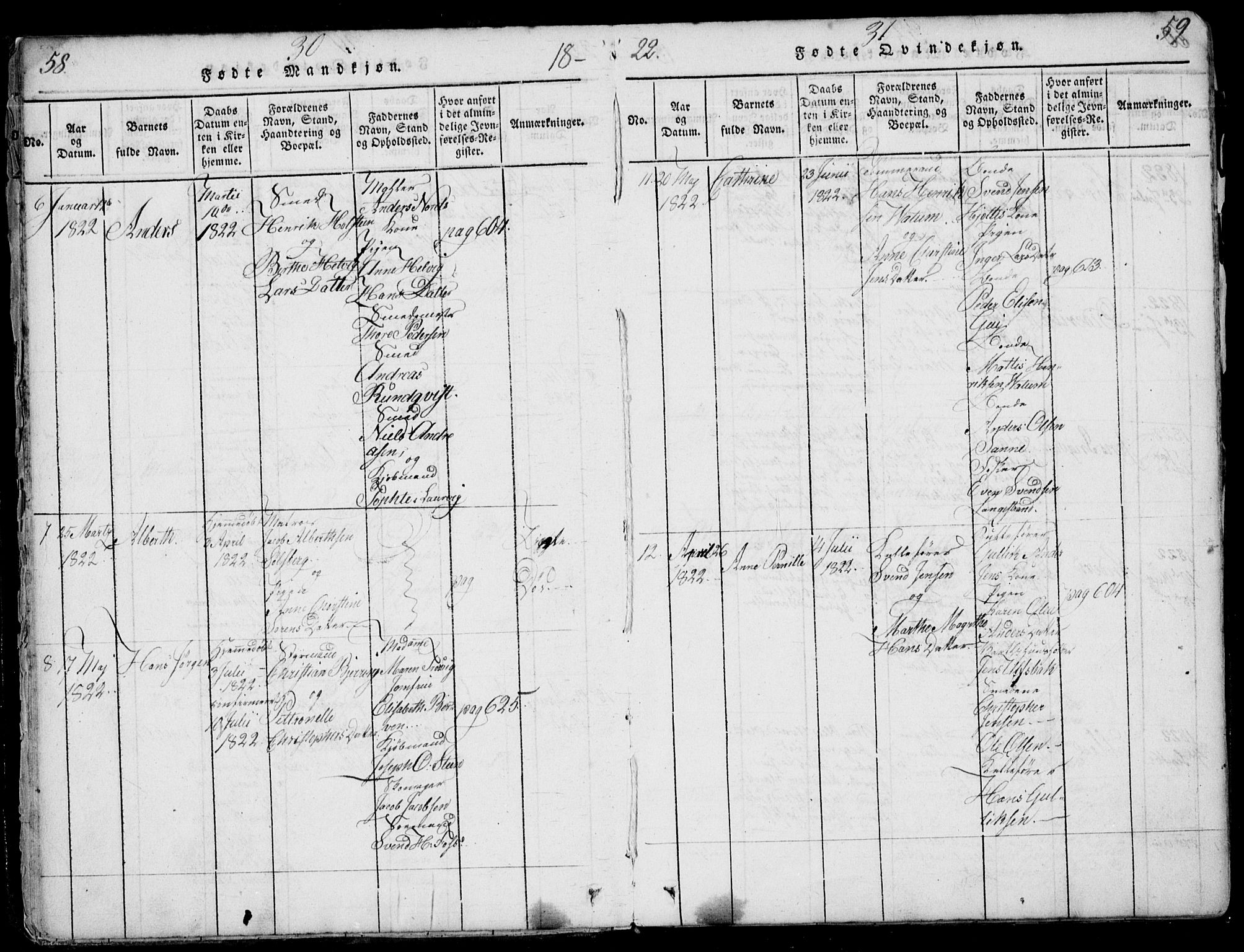 Larvik kirkebøker, AV/SAKO-A-352/F/Fb/L0002: Parish register (official) no. II 2, 1818-1842, p. 58-59